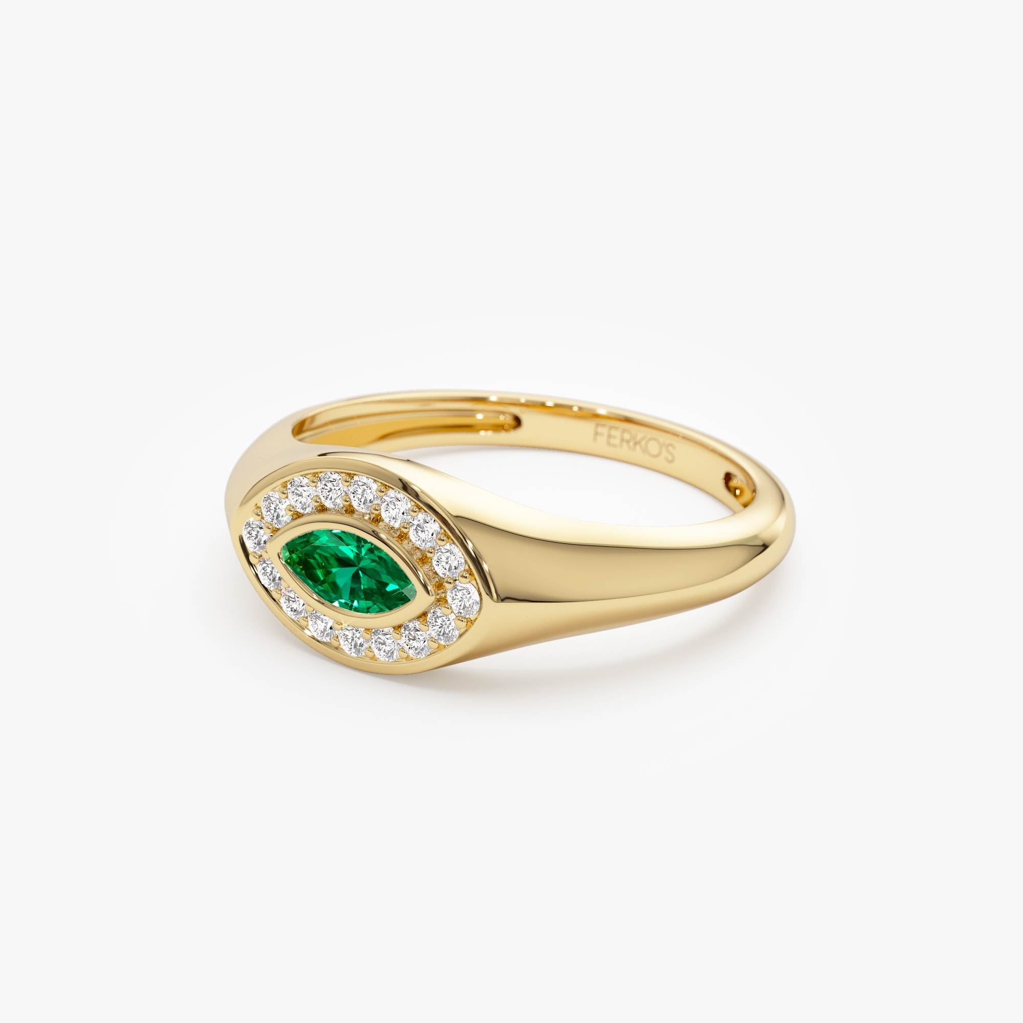 OBFJ0642 - Marquise Emerald Halo Setting Ring ring in selectable metal and diamond options - Roselle Jewelry view 9