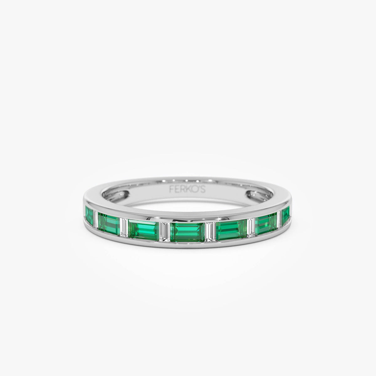 OBFJ0690 - Baguette Diamond & Emerald Ring ring in selectable metal and diamond options - Roselle Jewelry view 8
