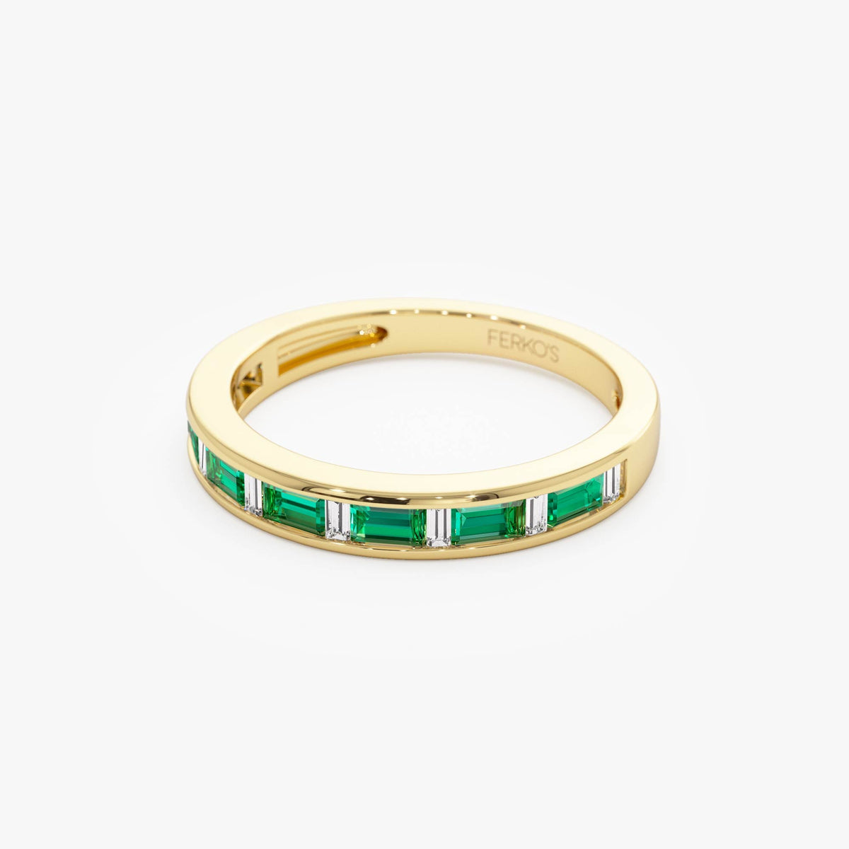 OBFJ0690 - Baguette Diamond & Emerald Ring ring in selectable metal and diamond options - Roselle Jewelry view 9