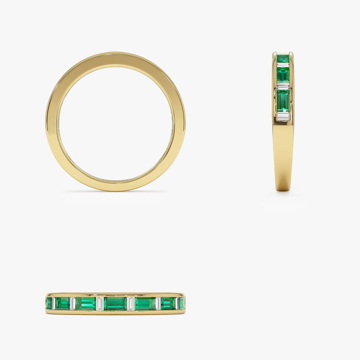 OBFJ0690 - Baguette Diamond & Emerald Ring ring in selectable metal and diamond options - Roselle Jewelry view 10