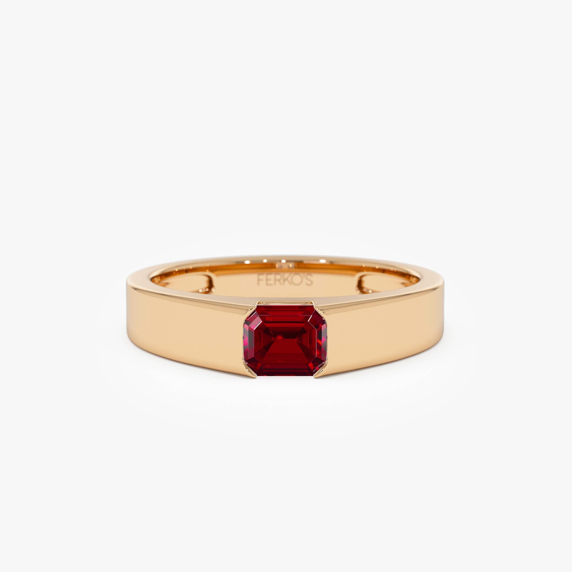 OBFJ0687 - Emerald Cut Ruby Solitaire Ring ring in selectable metal and diamond options - Roselle Jewelry view 5