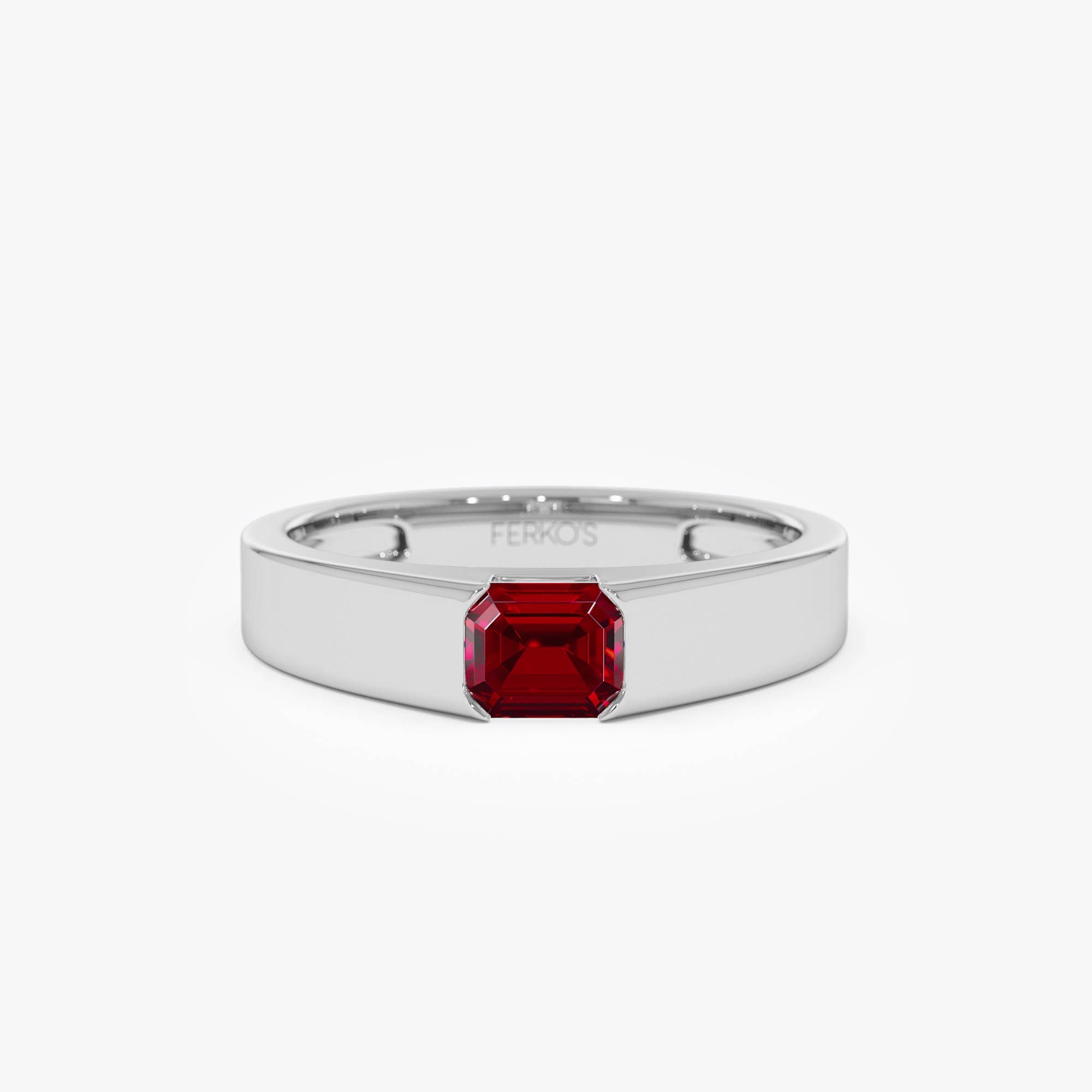 OBFJ0687 - Emerald Cut Ruby Solitaire Ring ring in selectable metal and diamond options - Roselle Jewelry view 6
