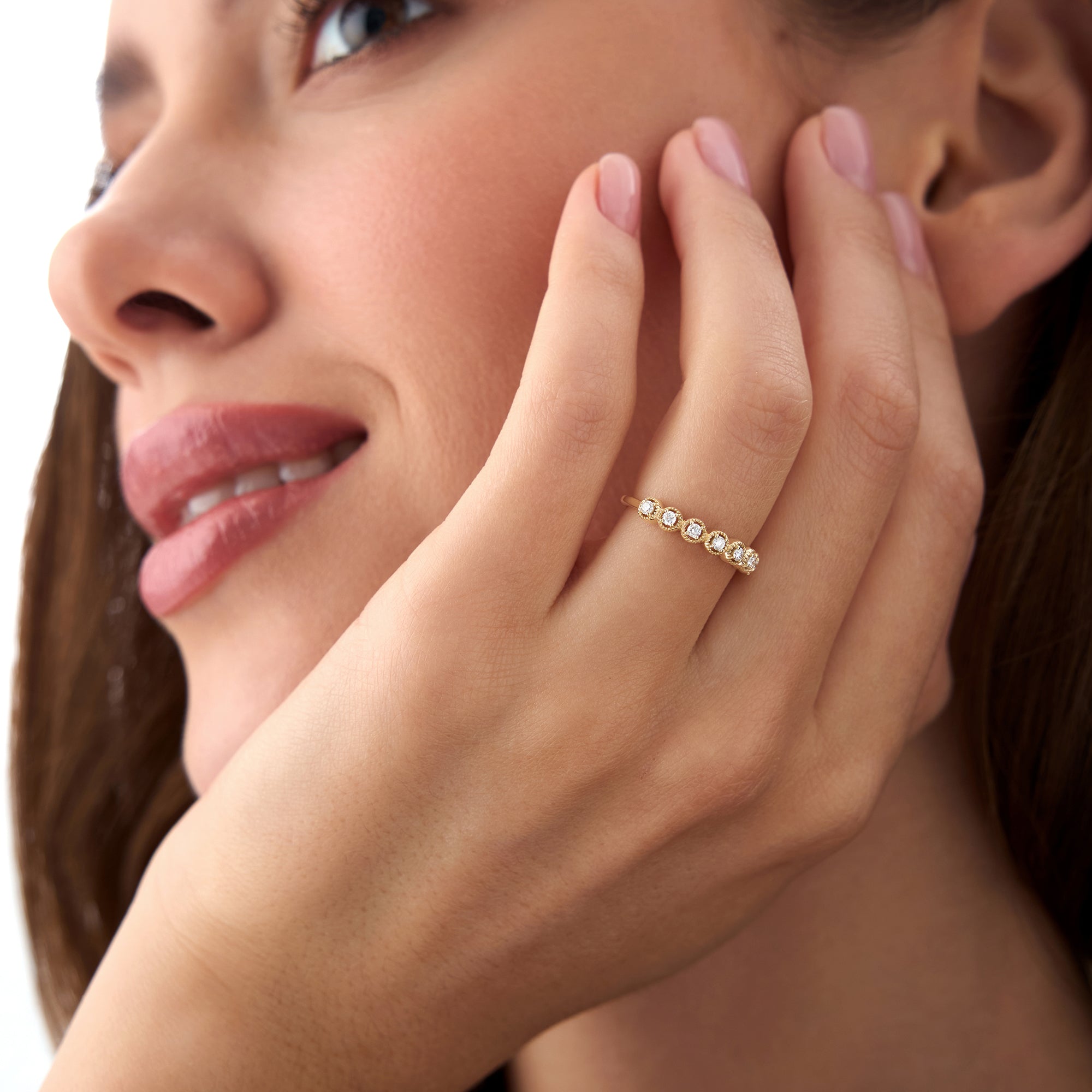 OBFJ0686 - 14k Vintage Style Diamond Band Ring 2
