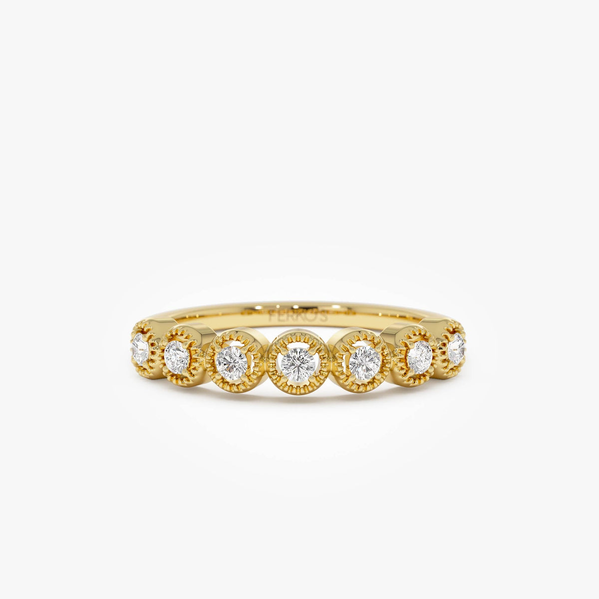 OBFJ0005 - Vintage Style Diamond Band Ring ring in selectable metal and diamond options - Roselle Jewelry view 1