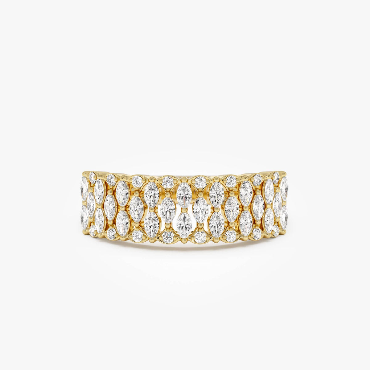 OBFJ0001 - Multi Row Marquise Diamond Anniversary Ring ring in selectable metal and diamond options - Roselle Jewelry view 1