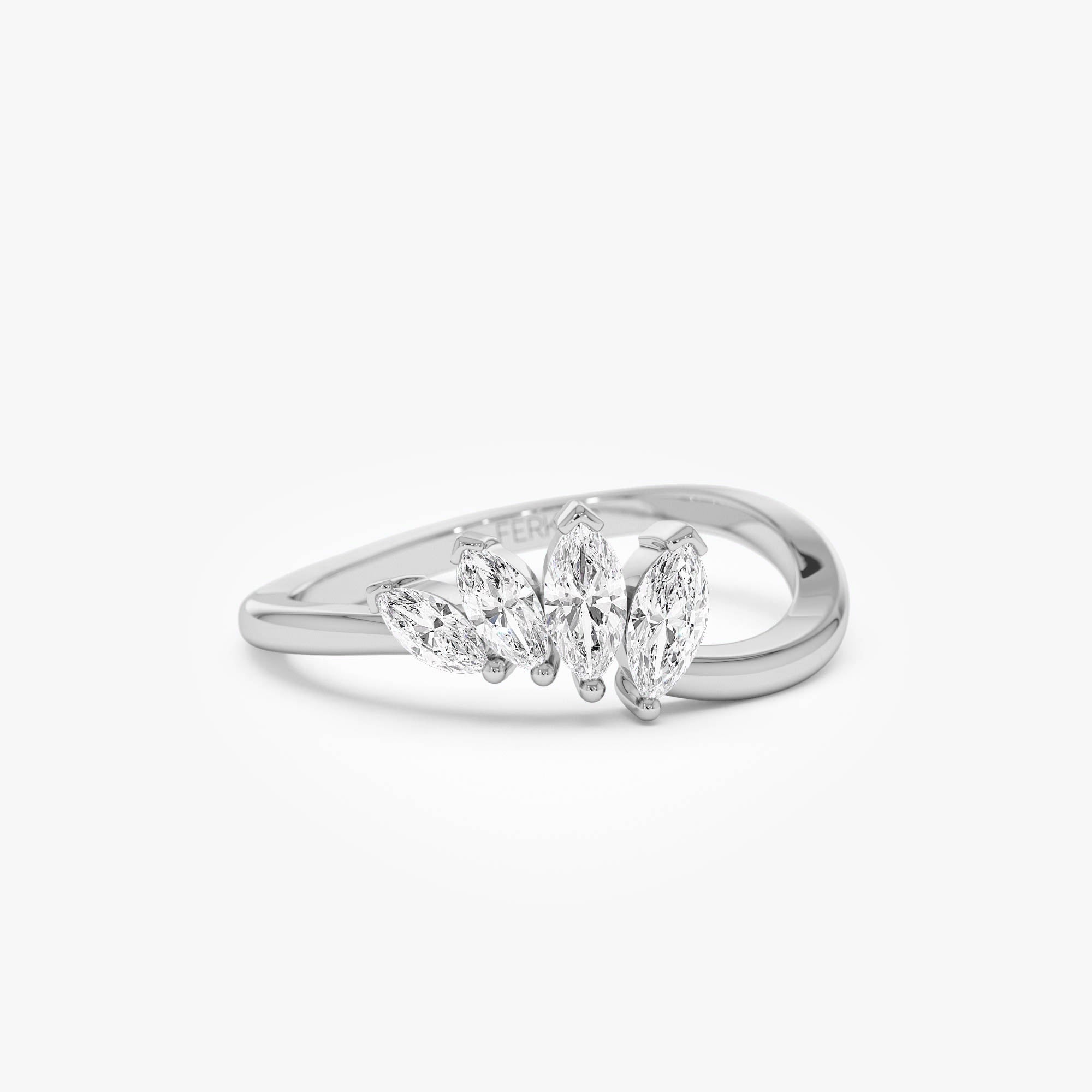 OBFJ0681 - 14k Modern Marquise Diamond Cluster Ring 7