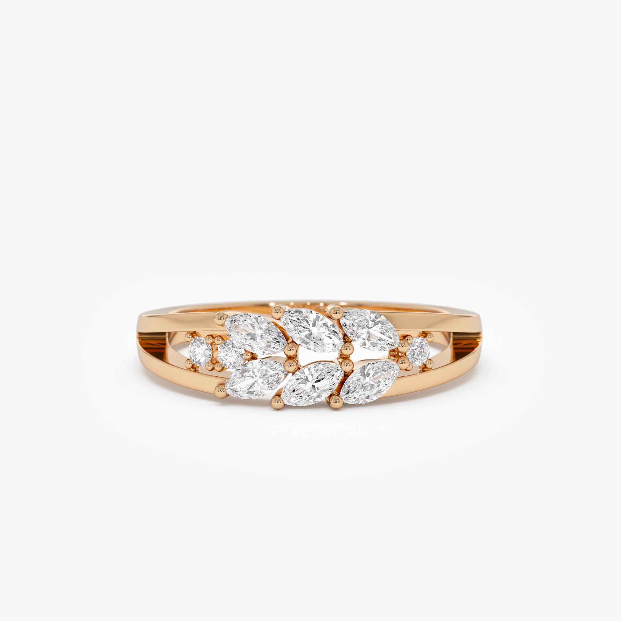 OBFJ0677 - 14k Diamond Leaf Style Marquise Ring 2