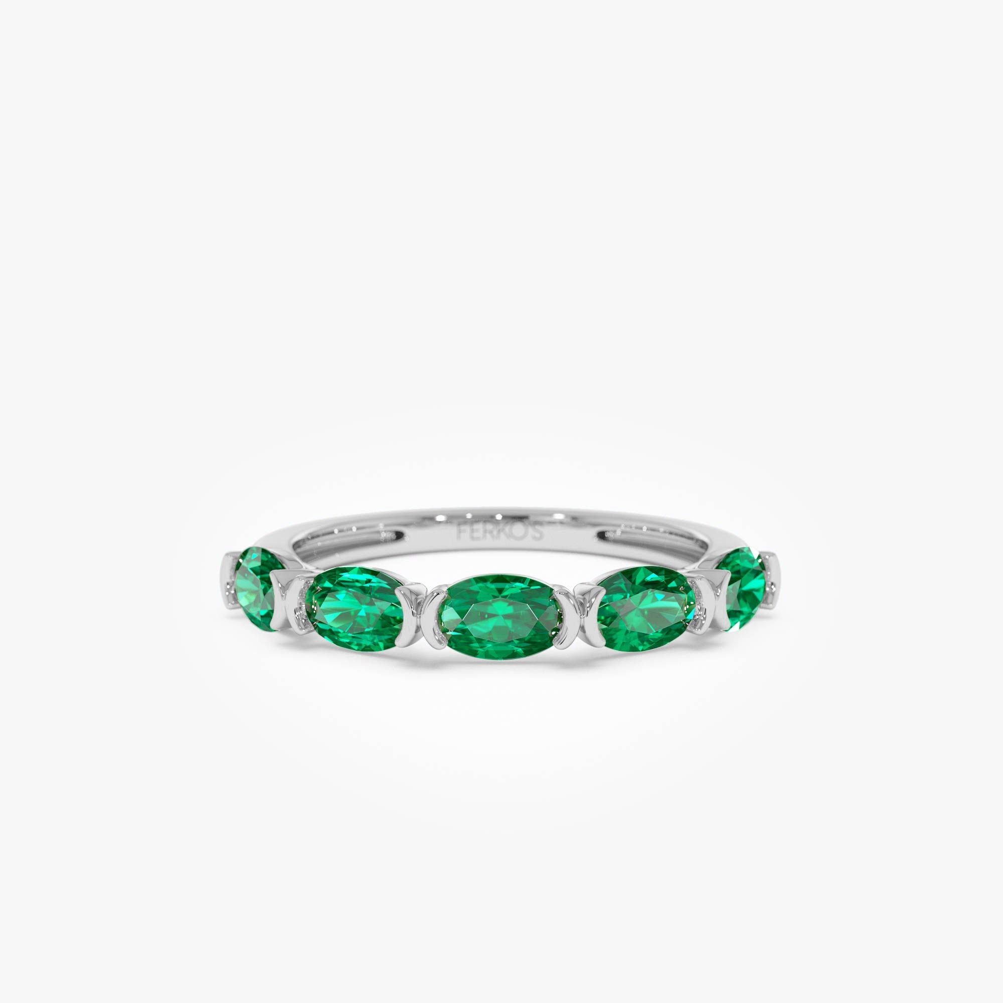 OBFJ0676 - 14k Classic Emerald Five Stone Ring 6