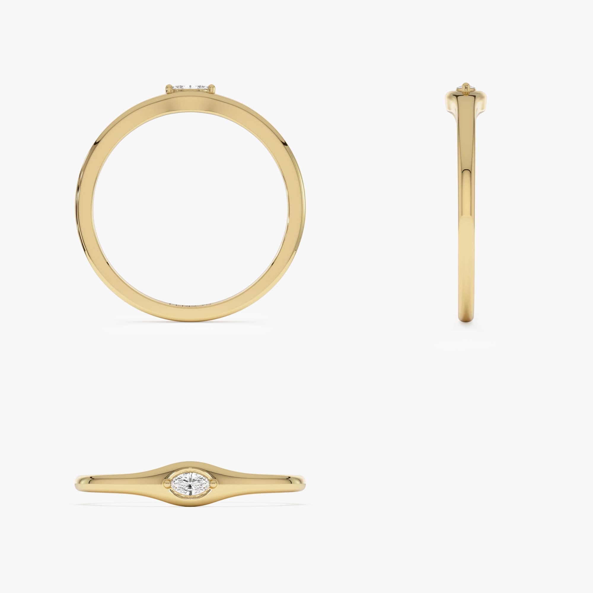 OBFJ0634 - 14k Gold Marquise Diamond Stacking Ring 9