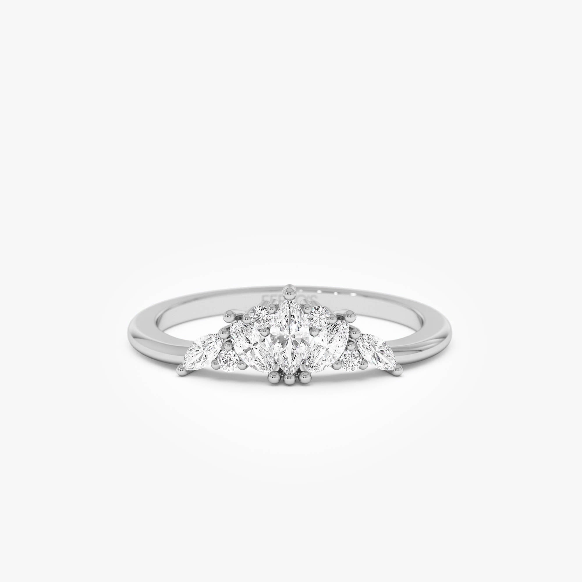 OBFJ0506 - 14K Dainty Marquise Diamond Stacking Ring 5