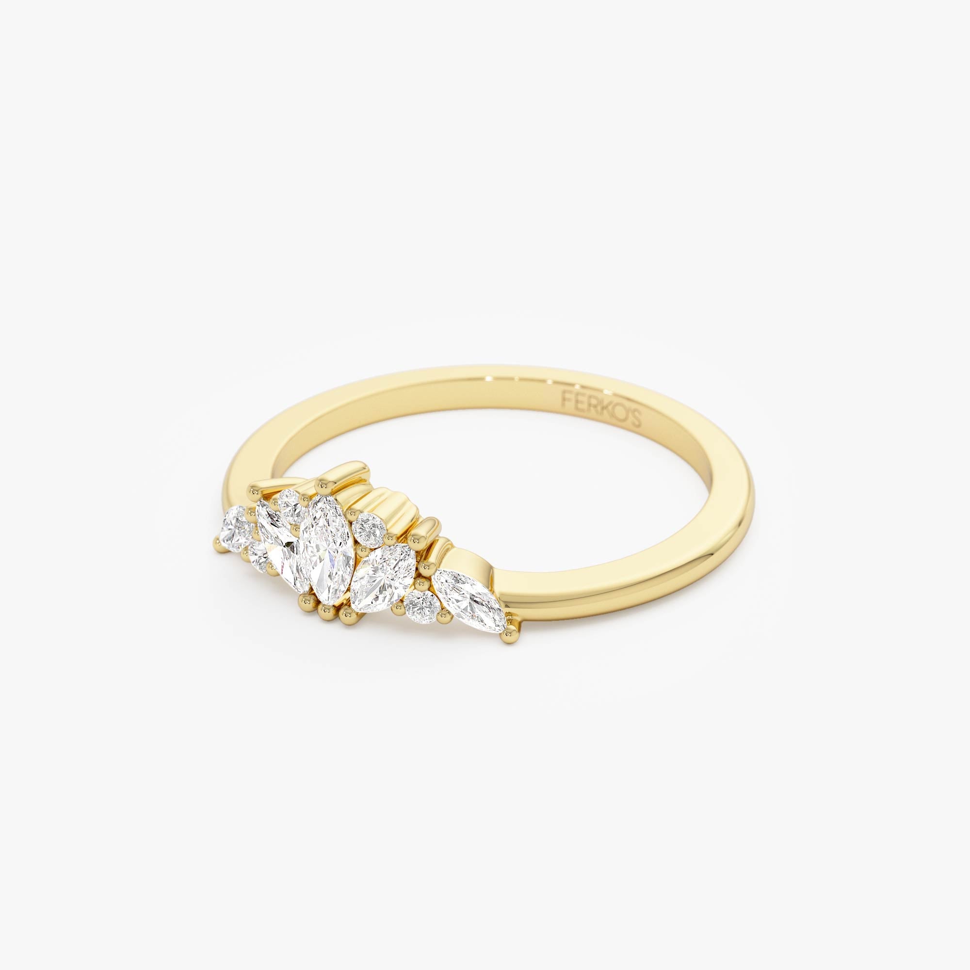 OBFJ0506 - 14K Dainty Marquise Diamond Stacking Ring 7