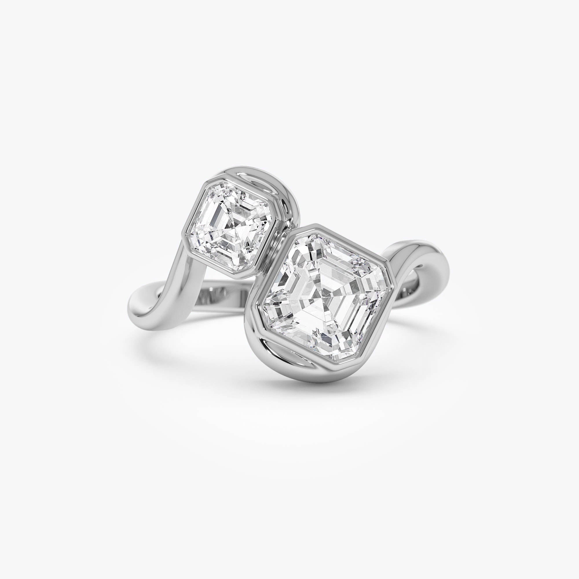 OBFJ0568 - 2.10 Ctw 14k Bezel Setting Asscher Cut Lab Grown Diamond Unique Toi Moi Ring - Paola 6