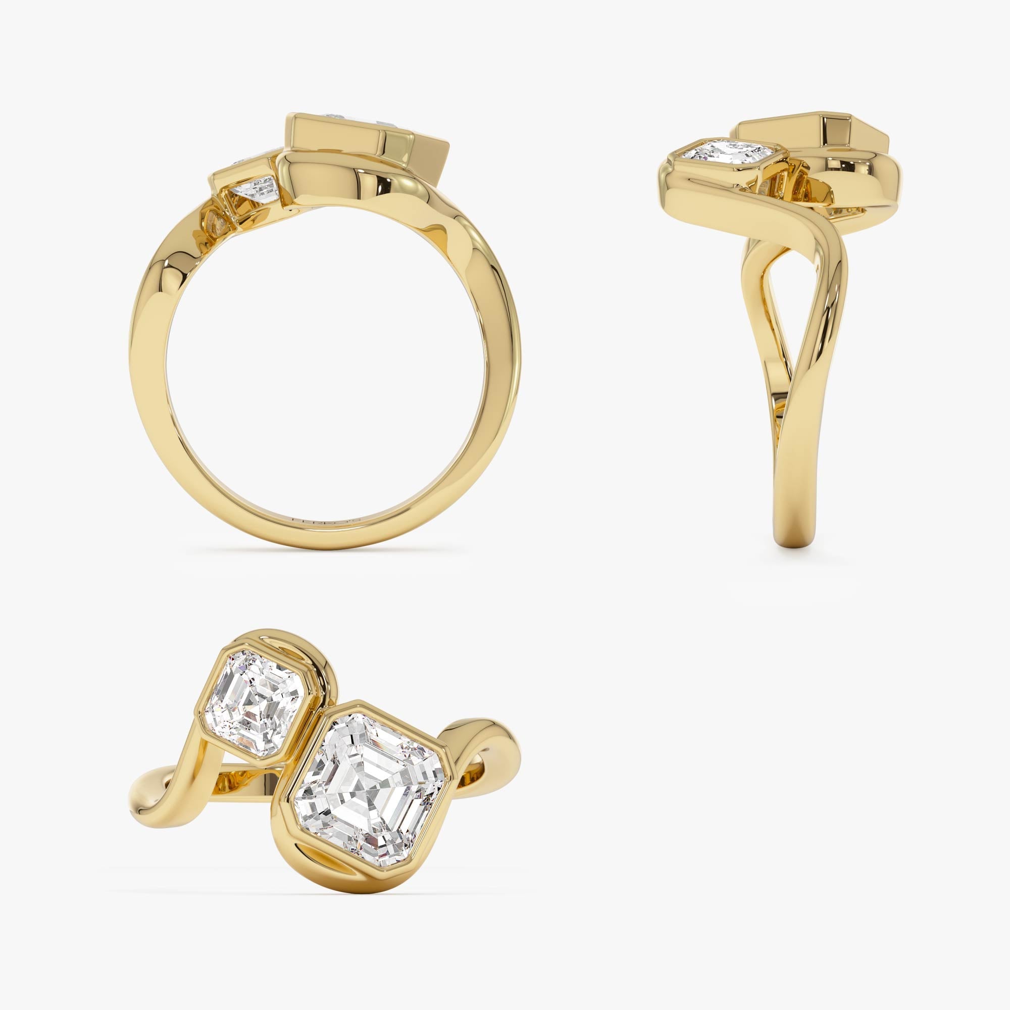 OBFJ0568 - 2.10 Ctw 14k Bezel Setting Asscher Cut Lab Grown Diamond Unique Toi Moi Ring - Paola 8