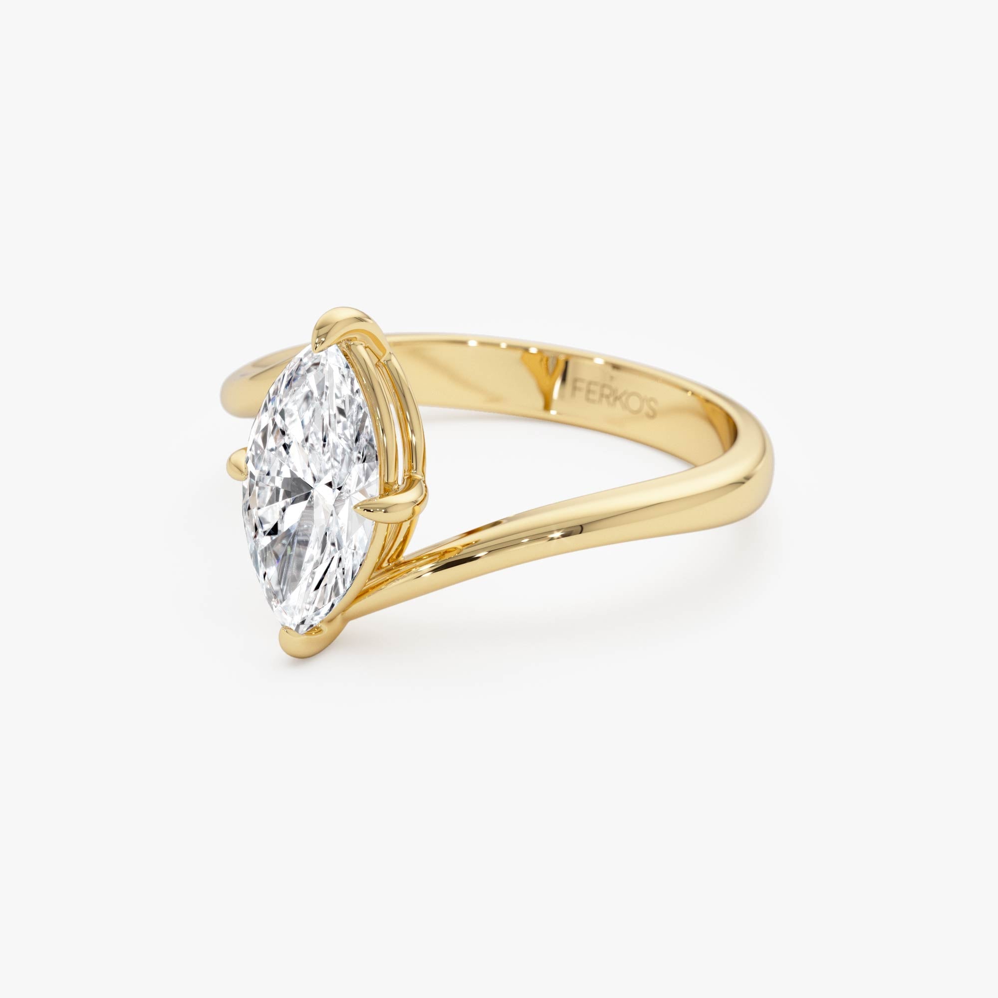 OBFJ0359 - 1.50 Ctw 14k Marquise Shaped Lab Grown Diamond Bypass Setting Engagement Ring – Leda 9