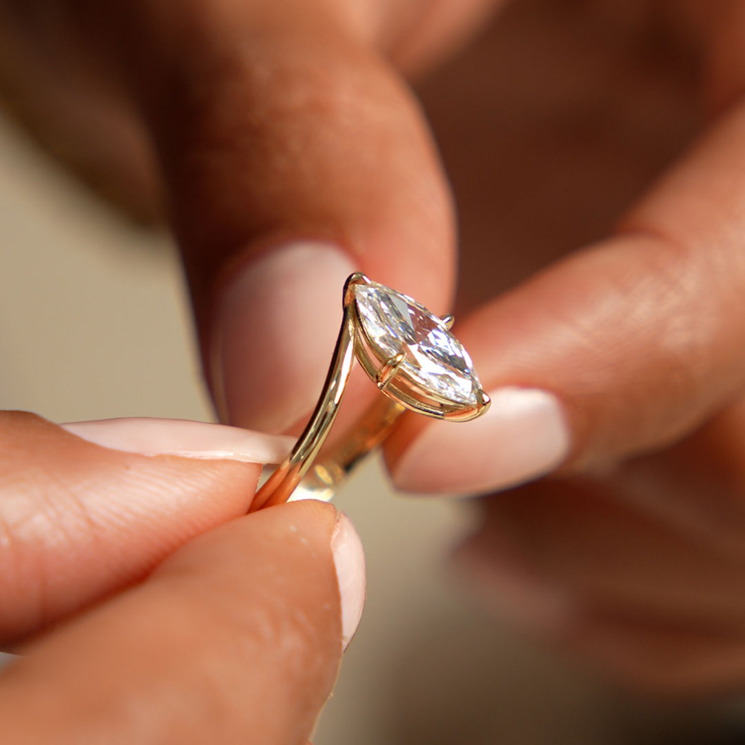 OBFJ0359 - 1.50 Ctw 14k Marquise Shaped Lab Grown Diamond Bypass Setting Engagement Ring – Leda 4