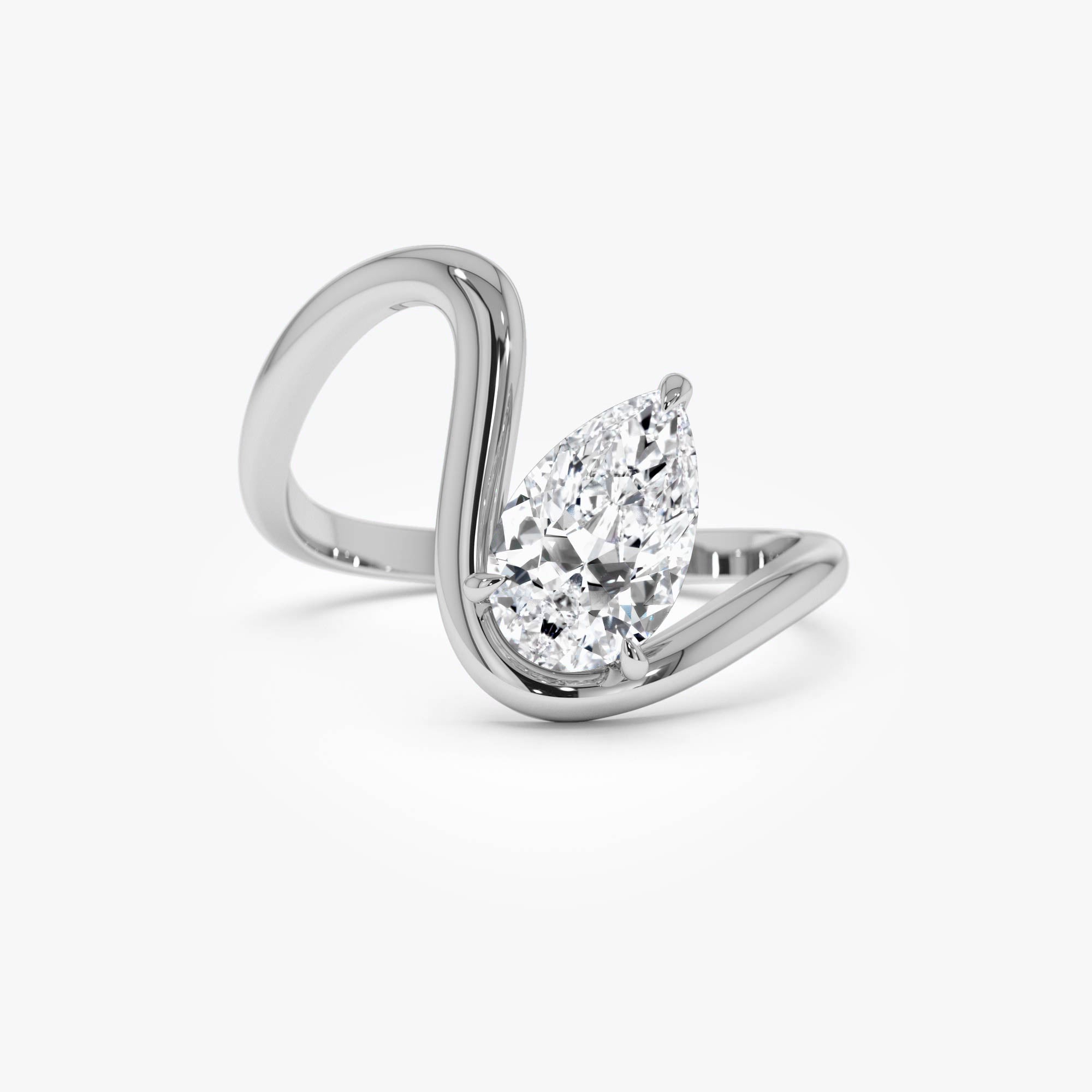 OBFJ0605 - 1.00 Ctw 14k Gold Lab Grown Pear Diamond Ring Modern Bypass Setting - Sylene 7