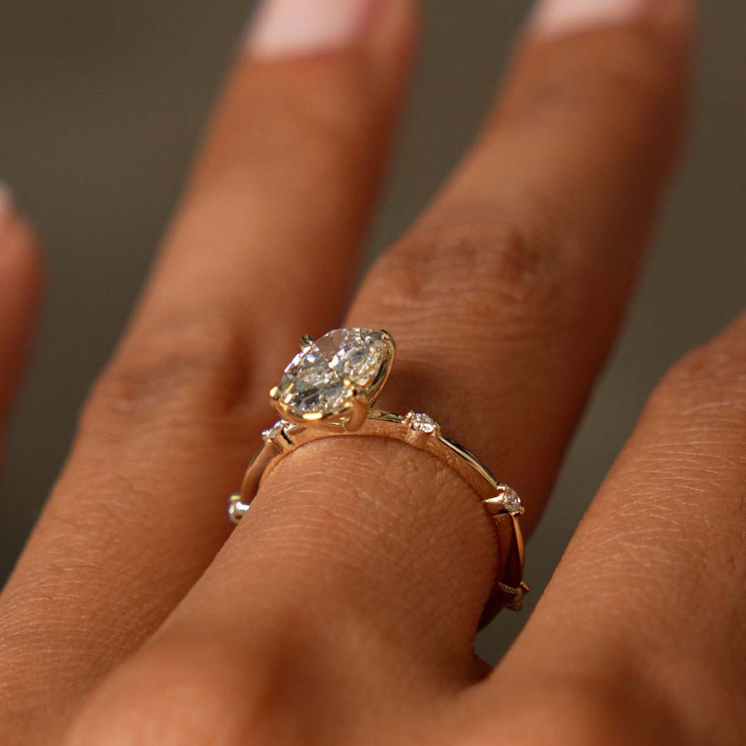 OBFJ0617 - 1.55 Ctw 14k Lab Grown Oval Diamond Engagement Ring Accent Band - Solenne 5