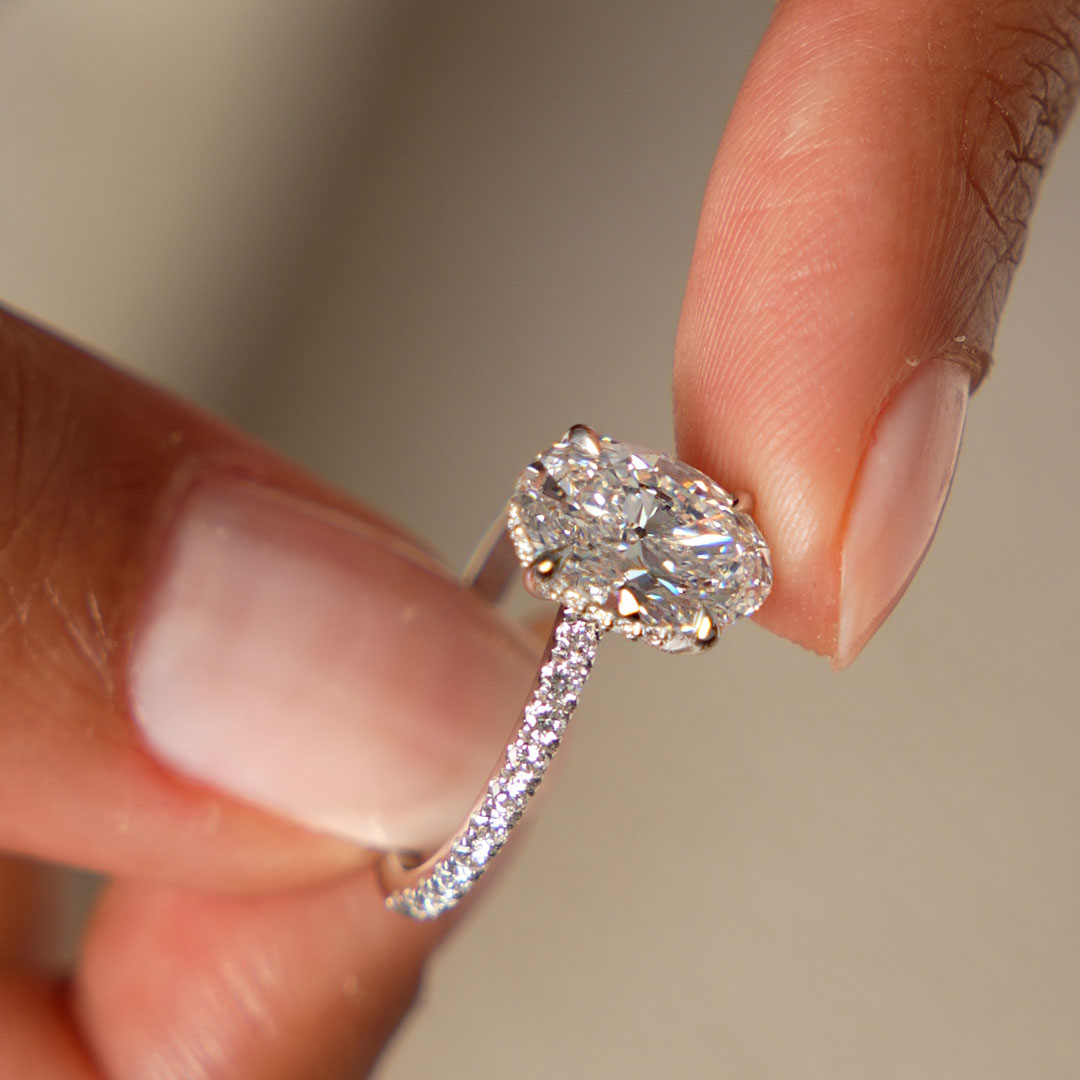 OBFJ0608 - 2.40 Ctw 14k Oval Shaped Lab Grown Diamond Pavé Setting with Hidden Halo - Vivara 10