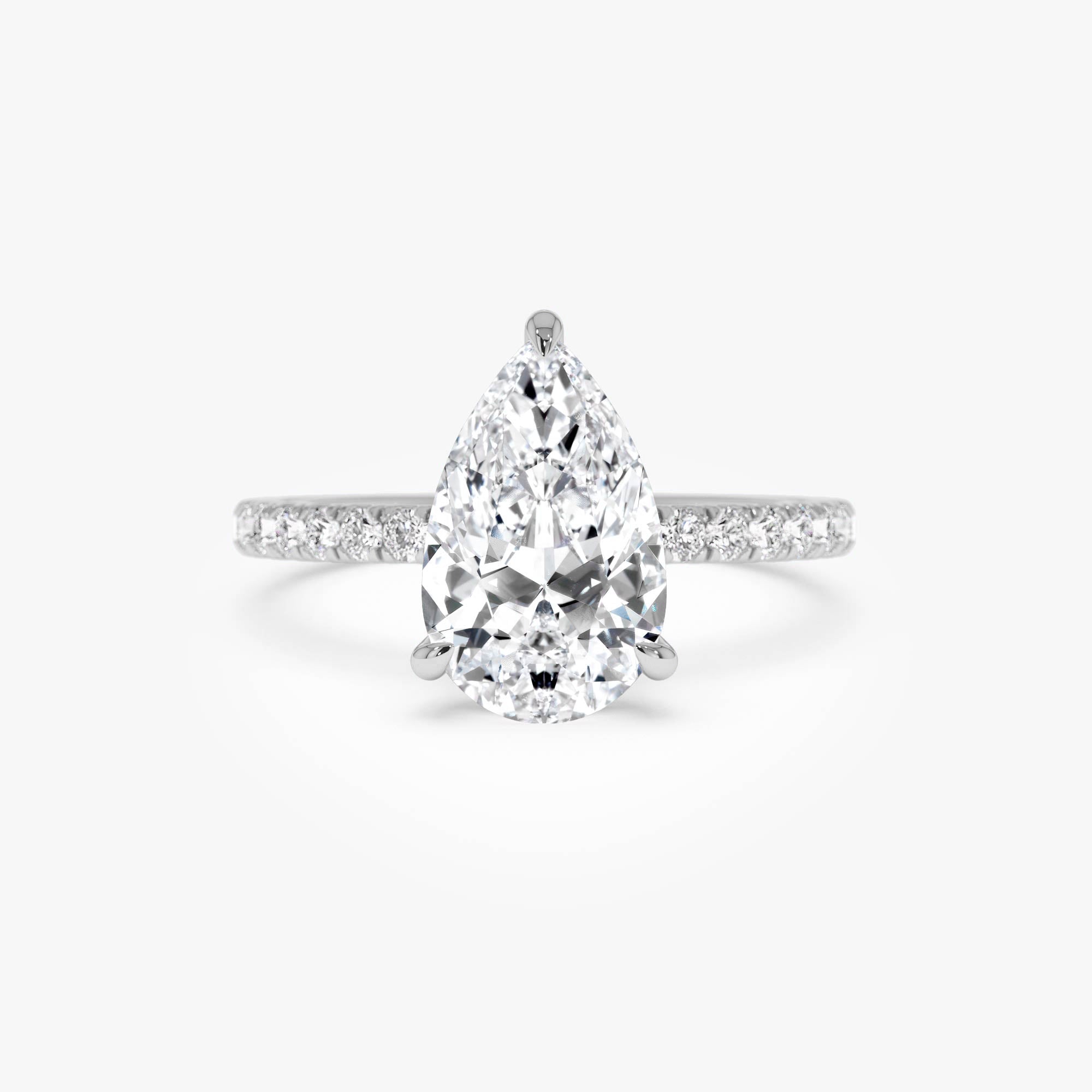 OBFJ0609 - 2.45 Ctw 14k Pear Shaped Lab Grown Diamond Pavé Setting with Hidden Halo - Valentina 7