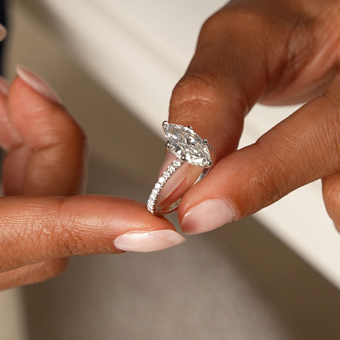 OBFJ0611 - 2.50 Ctw 14k Marquise Shaped Lab Grown Diamond Pavé Setting with Hidden Halo - Serene 5