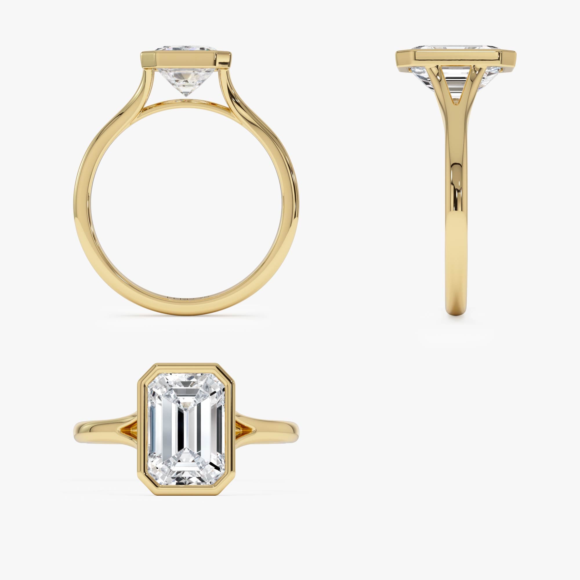OBFJ0610 - 2.00 Ctw 14k Emerald Cut Lab Grown Diamond Ring Bezel Solitaire Setting - Novara 10