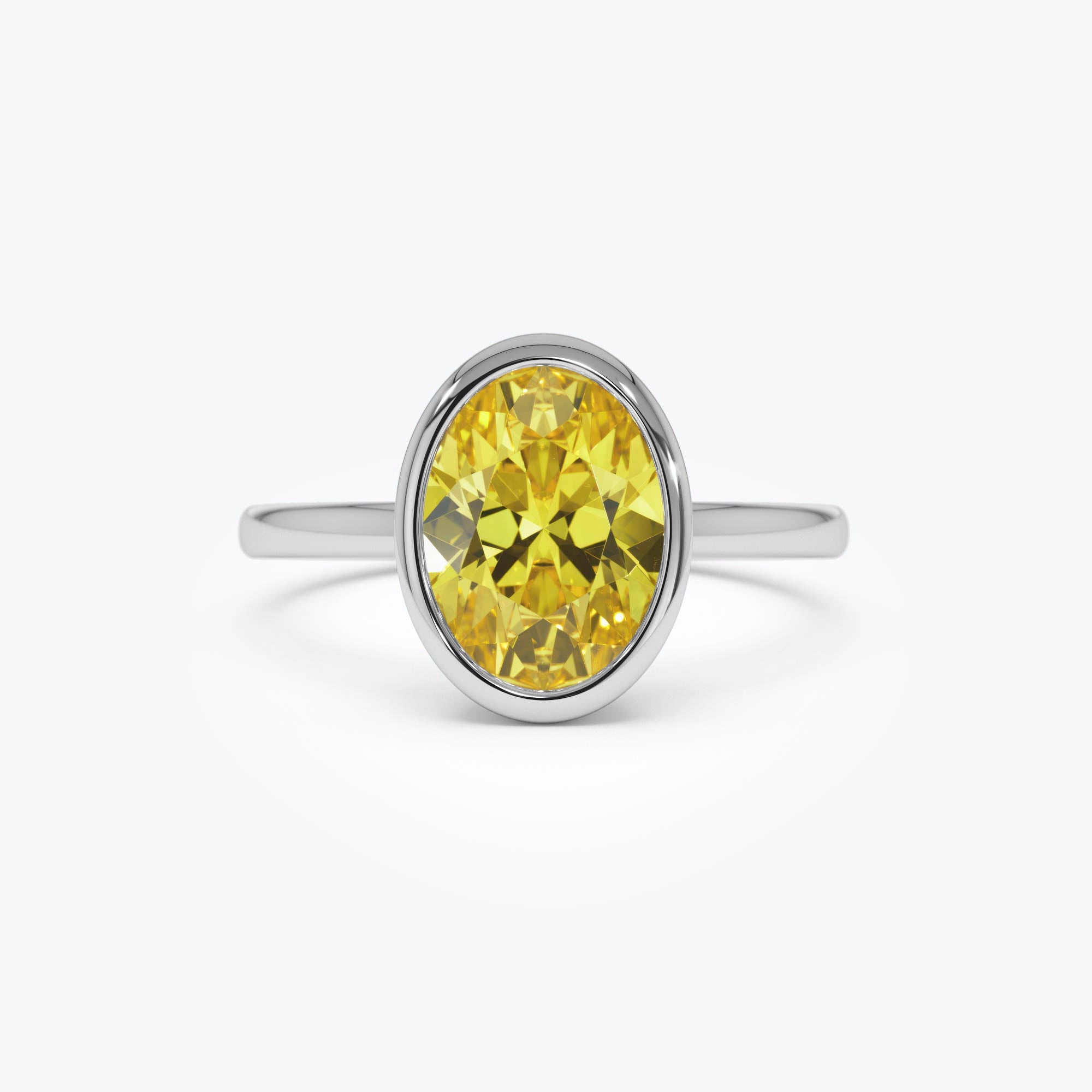OBFJ0420 - 2.00 Ctw 14k Fancy Yellow Oval Lab Grown Diamond Engagement Ring - Marivine 7