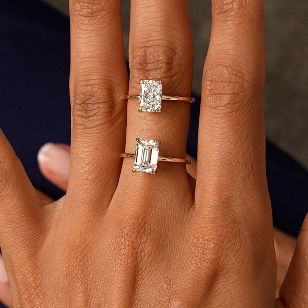 OBFJ0597 - 1.50 Ctw 14k Radiant Cut Lab Grown Diamond Hidden Halo Engagement Ring – Aurora 3