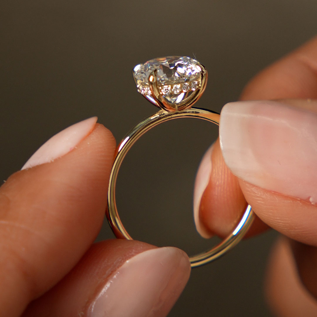 OBFJ0594 - 2.00 Ctw 14k Round Brilliant Lab Grown Diamond Engagement Ring with Hidden Halo – Rosalie 3