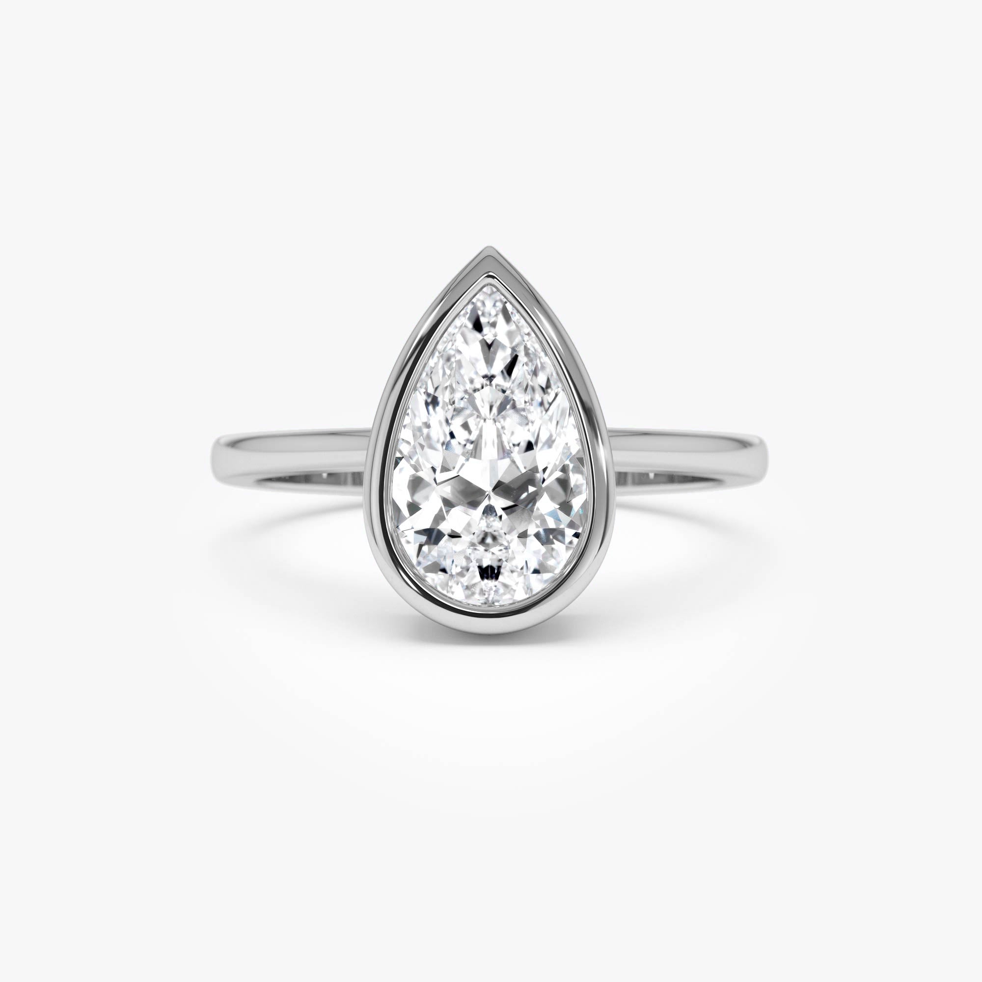 OBFJ0593 - 2.00 Ct Pear Shape Lab Grown Bezel Setting Diamond Engagement Ring - Marina 8