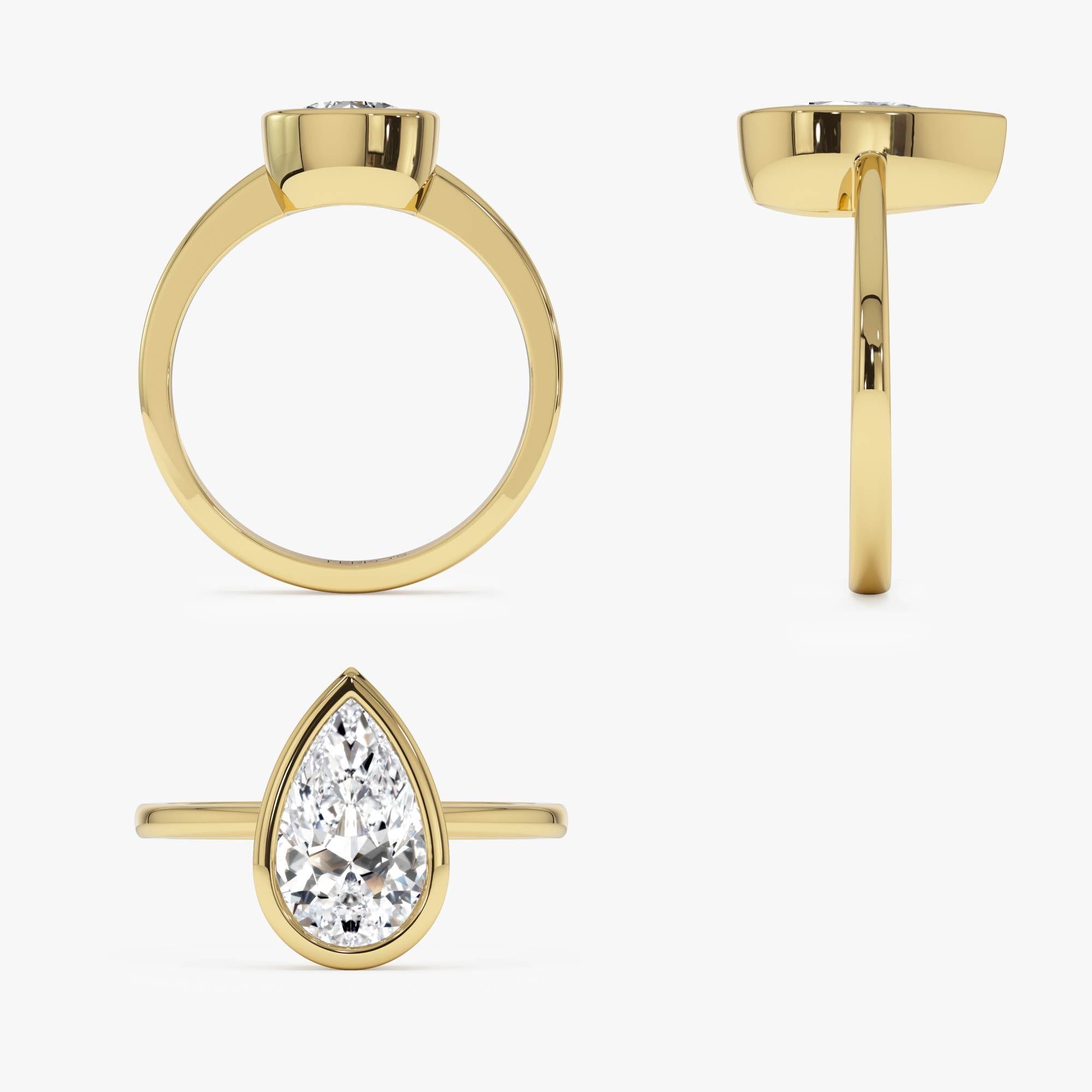 OBFJ0593 - 2.00 Ct Pear Shape Lab Grown Bezel Setting Diamond Engagement Ring - Marina 9