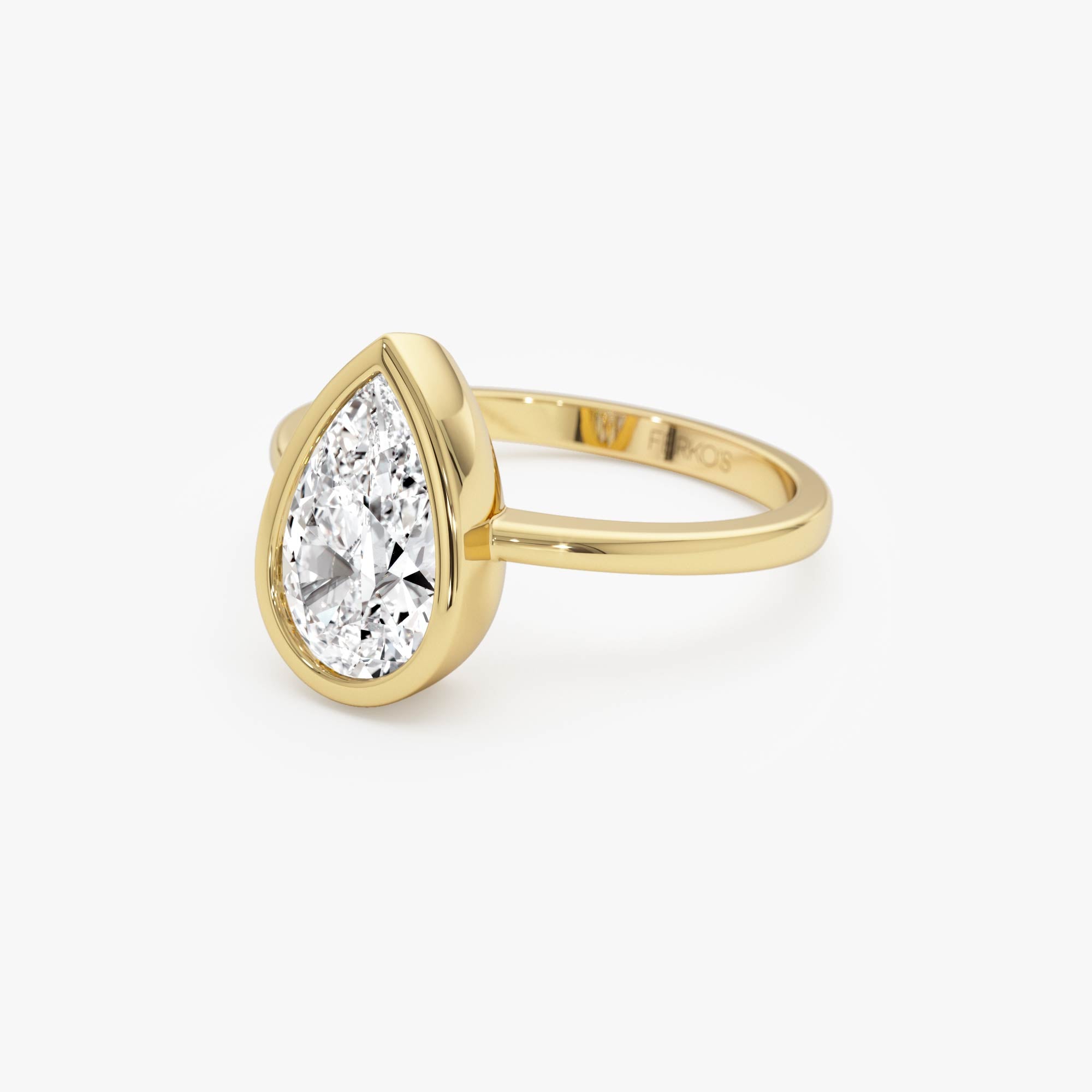 OBFJ0593 - 2.00 Ct Pear Shape Lab Grown Bezel Setting Diamond Engagement Ring - Marina 10