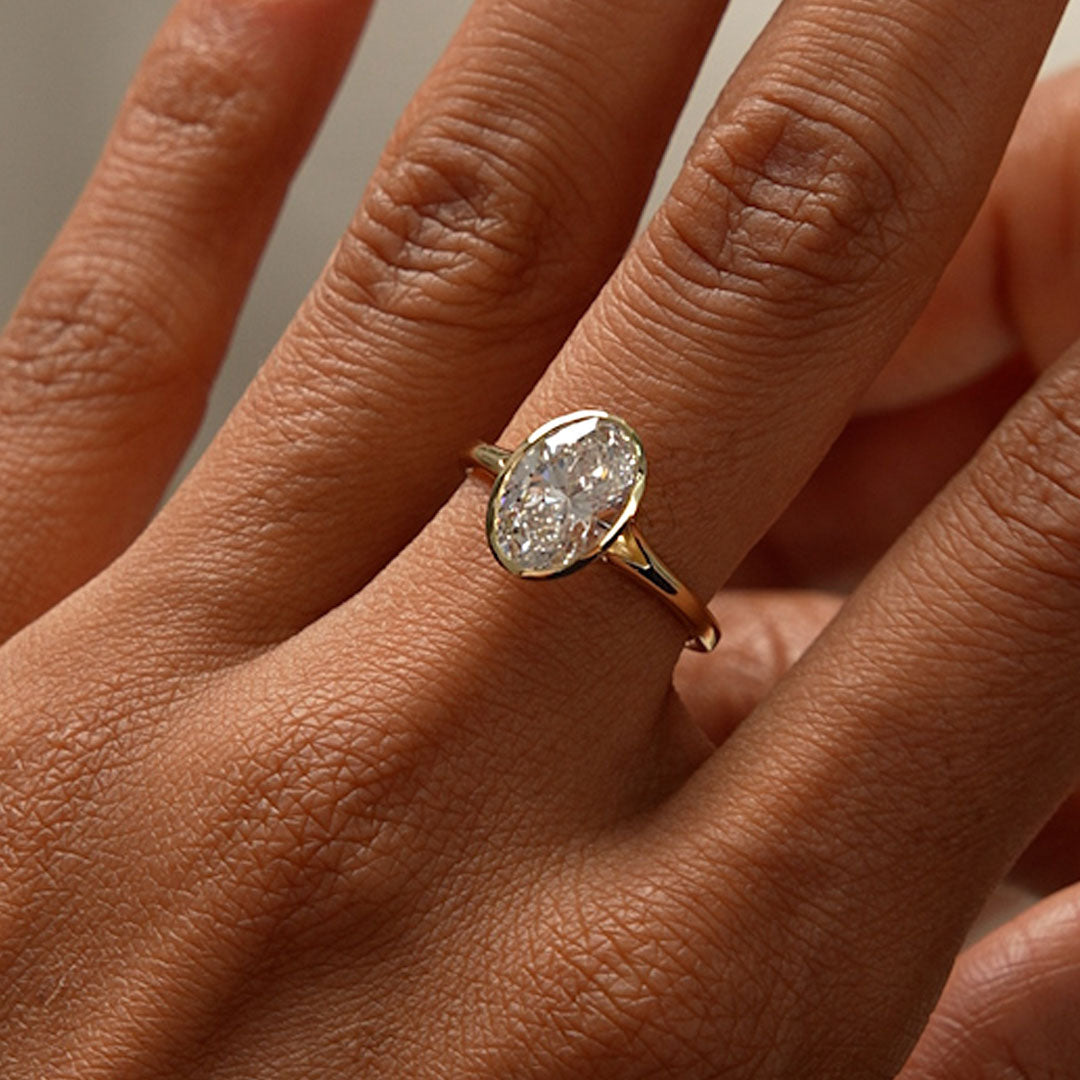OBFJ0589 - 2.00 ctw 14k Oval Shaped Minimalist Bezel Setting Lab Grown Diamond Engagement Ring – Marcella 3