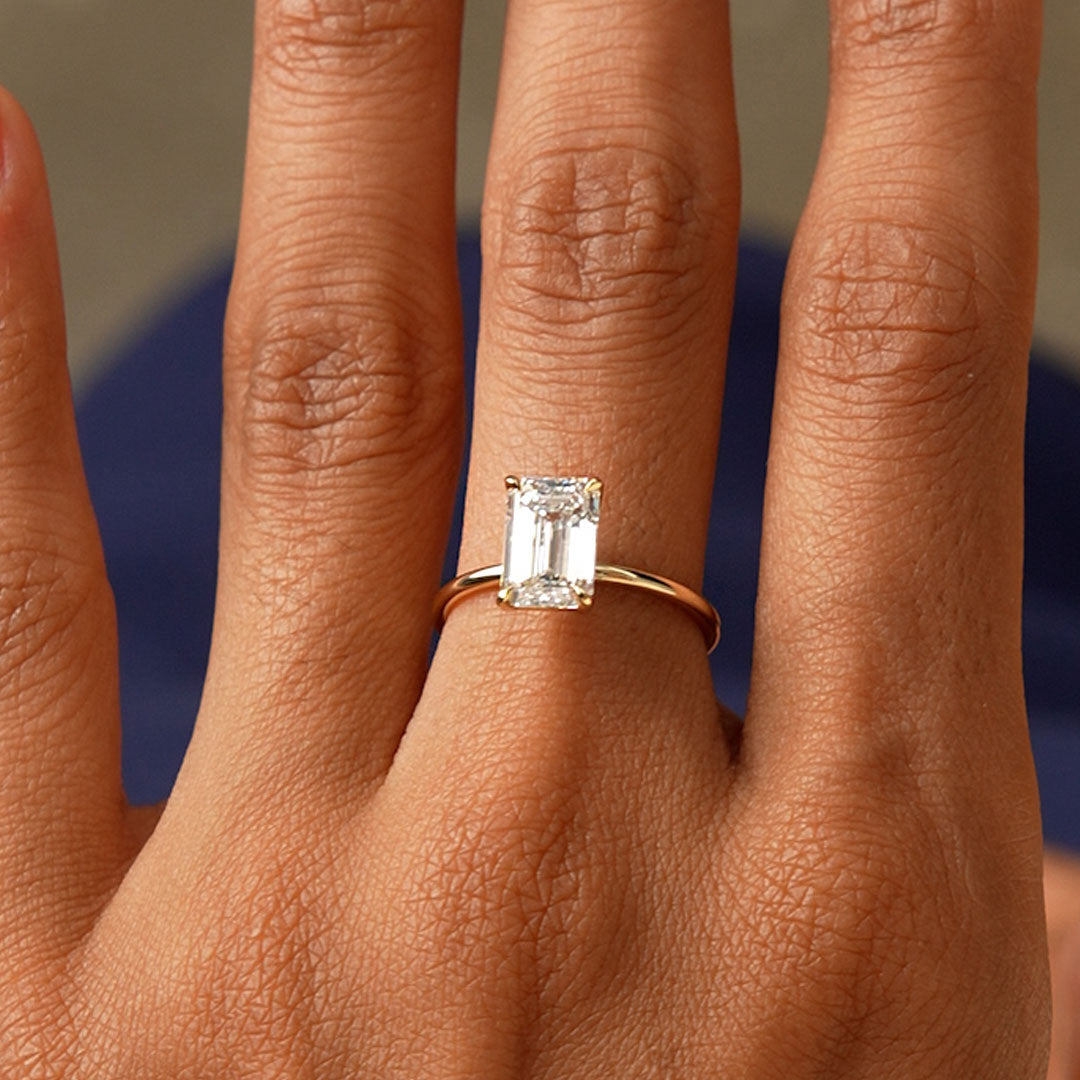 OBFJ0583 - 2.00 Ctw 14k Emerald Cut Prong Setting Lab Grown Diamond Engagement Ring – Marcelline 4