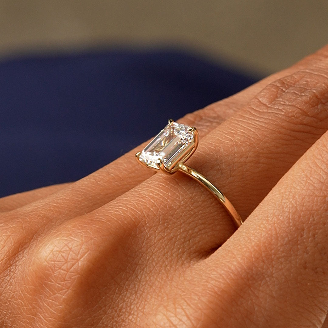 OBFJ0583 - 2.00 Ctw 14k Emerald Cut Prong Setting Lab Grown Diamond Engagement Ring – Marcelline 3