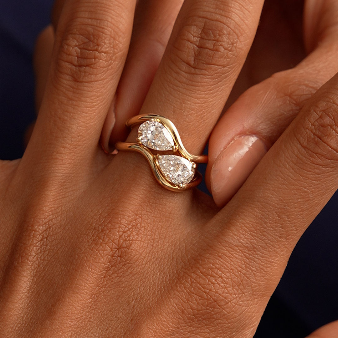 OBFJ0403 - 2.00 Ctw 14k Pear Shaped Lab Grown Diamond Stacked Rings - Chloe 2