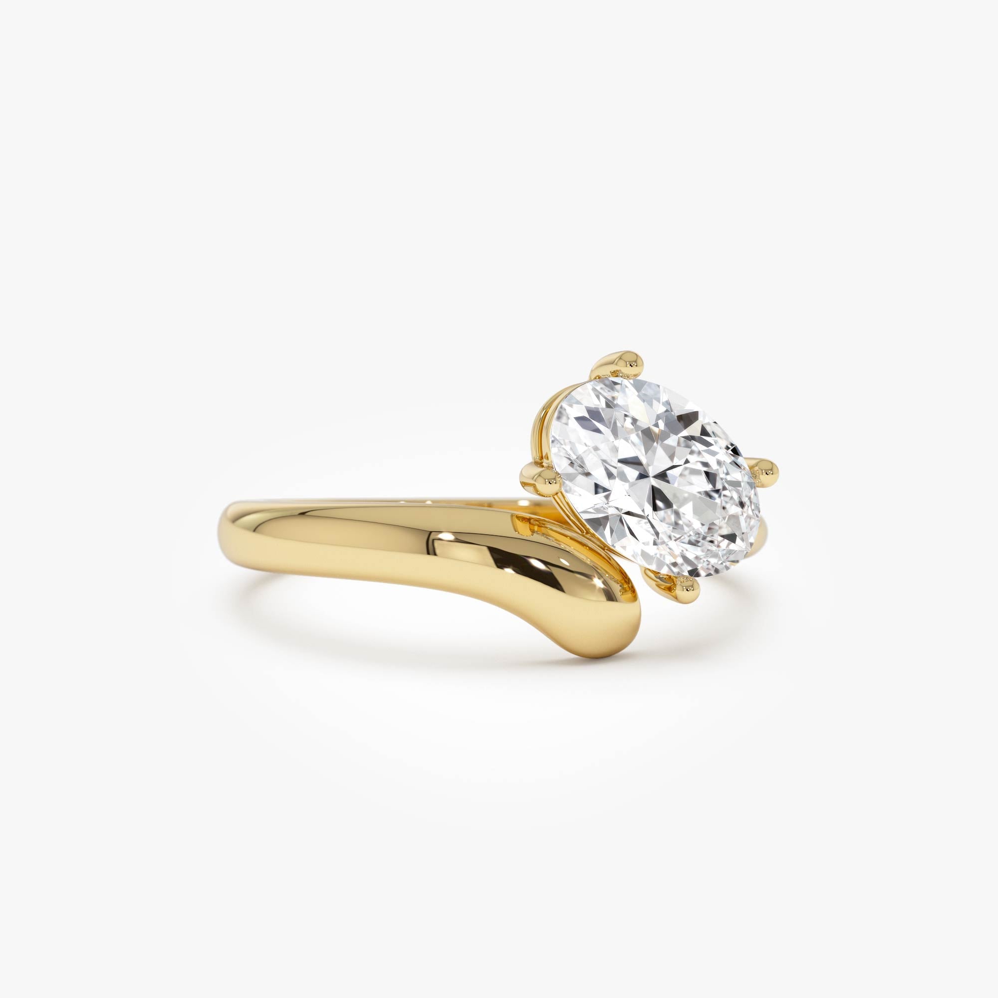 OBFJ0551 - 1.00 Ctw 14k Oval Shaped Lab Grown Diamond Ring with Contemporary Twist Band - Gilda 1