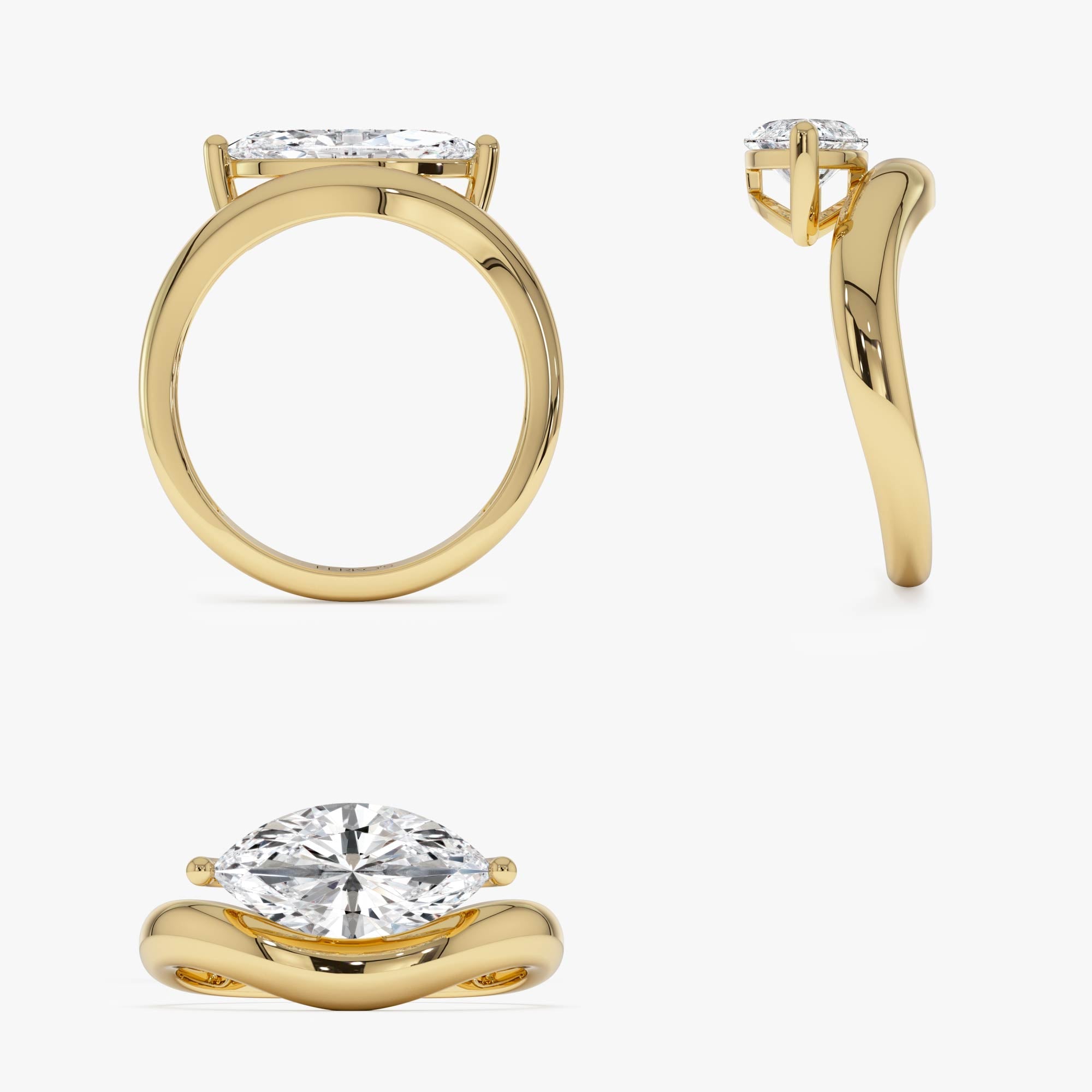 OBFJ0547 - 1.50 Ctw 14k Marquise Shaped Contemporary Design Lab Grown Diamond Ring - Noemi 10