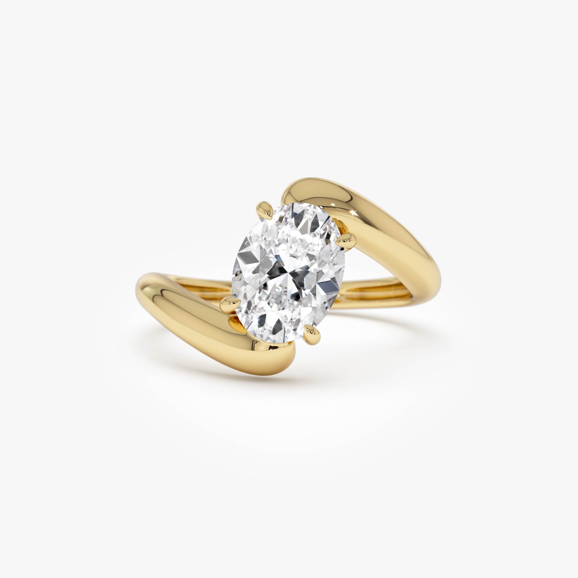 OBFJ0019 - 1.50 Ctw Lab Grown Oval Shaped Diamond Bypass Ring - Flavia - 14K Gold 1
