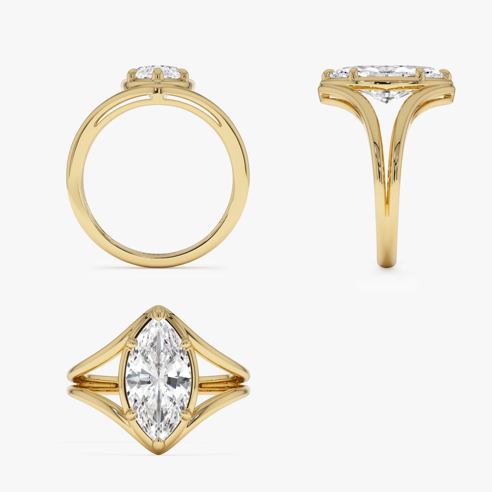 OBFJ0013 - 2.00 Ctw 14k Marquise Shaped Lab Grown Diamond Split Shank Engagement Ring - Carla - 14K Gold 8