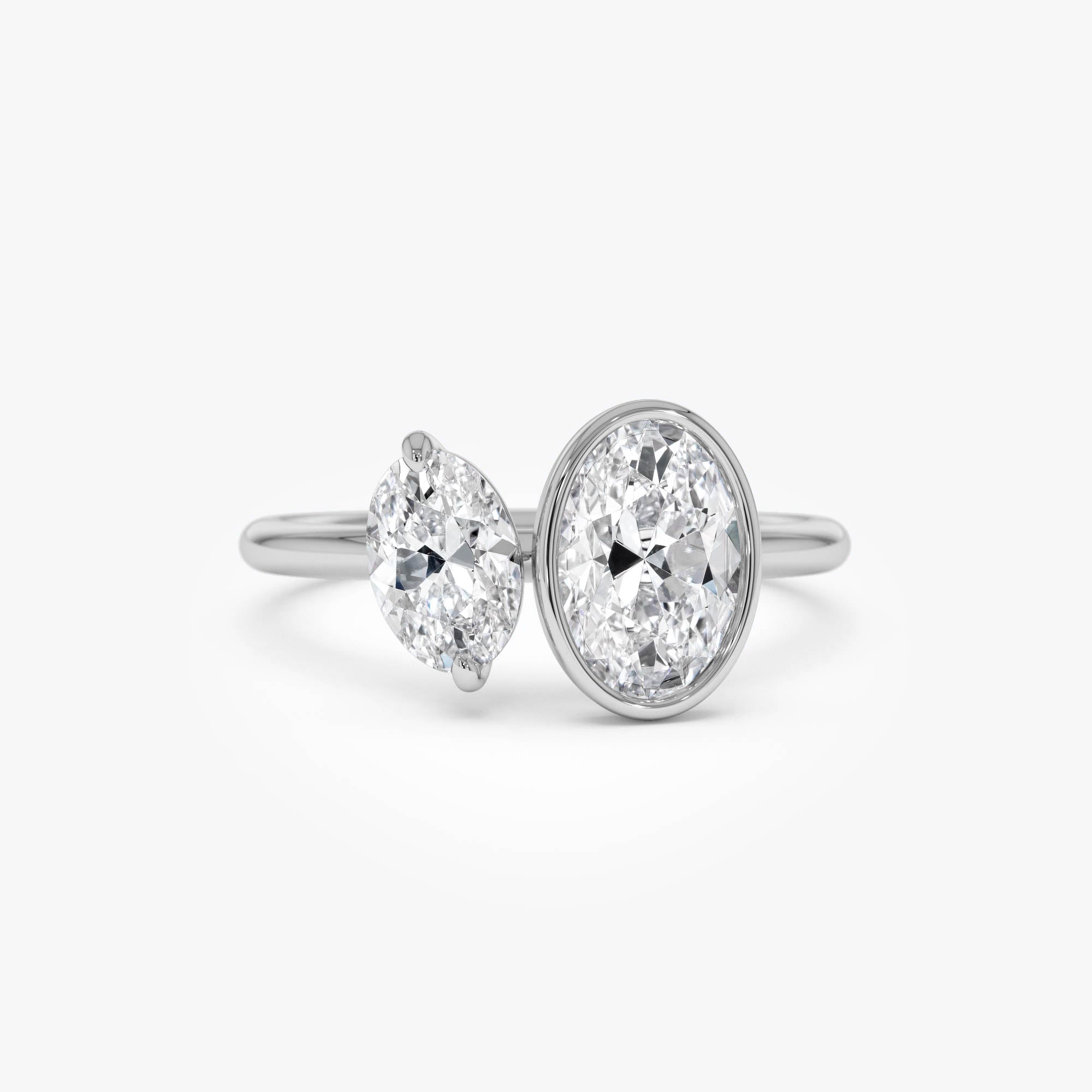 OBFJ0415 - 1.50ct 14k Oval Shaped Lab Grown Diamond Toi et Moi Ring - Amia 6