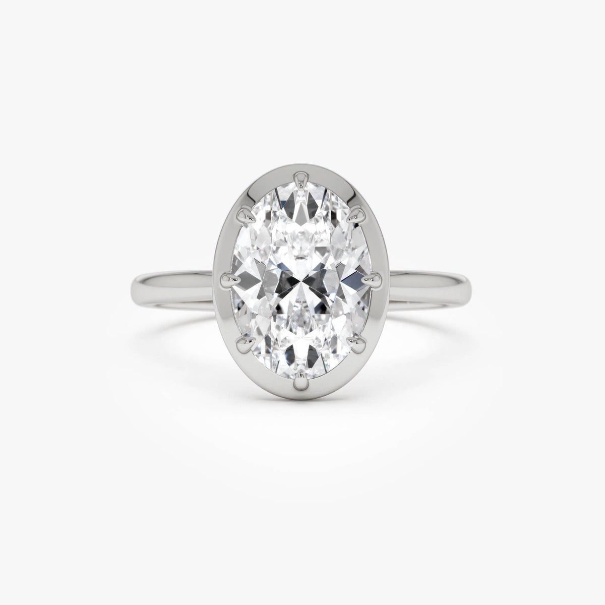OBFJ0389 - 2.00 Ctw Oval Shape Lab Grown Diamond Claw Prong Engagement Ring - Leta ring in selectable metal and diamond options - Roselle Jewelry view 6