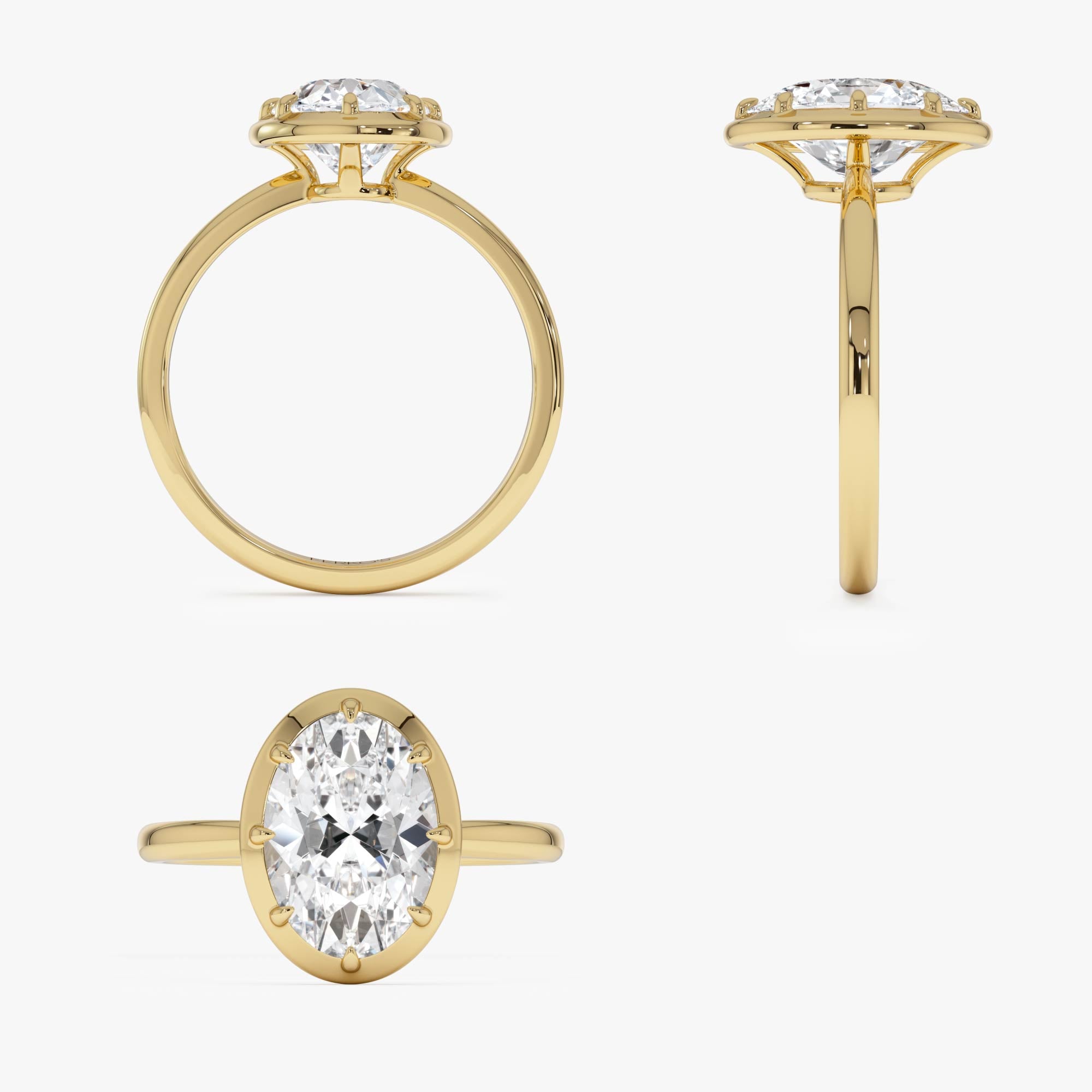 OBFJ0389 - 2.00 Ctw Oval Shape Lab Grown Diamond Claw Prong Engagement Ring - Leta ring in selectable metal and diamond options - Roselle Jewelry view 8