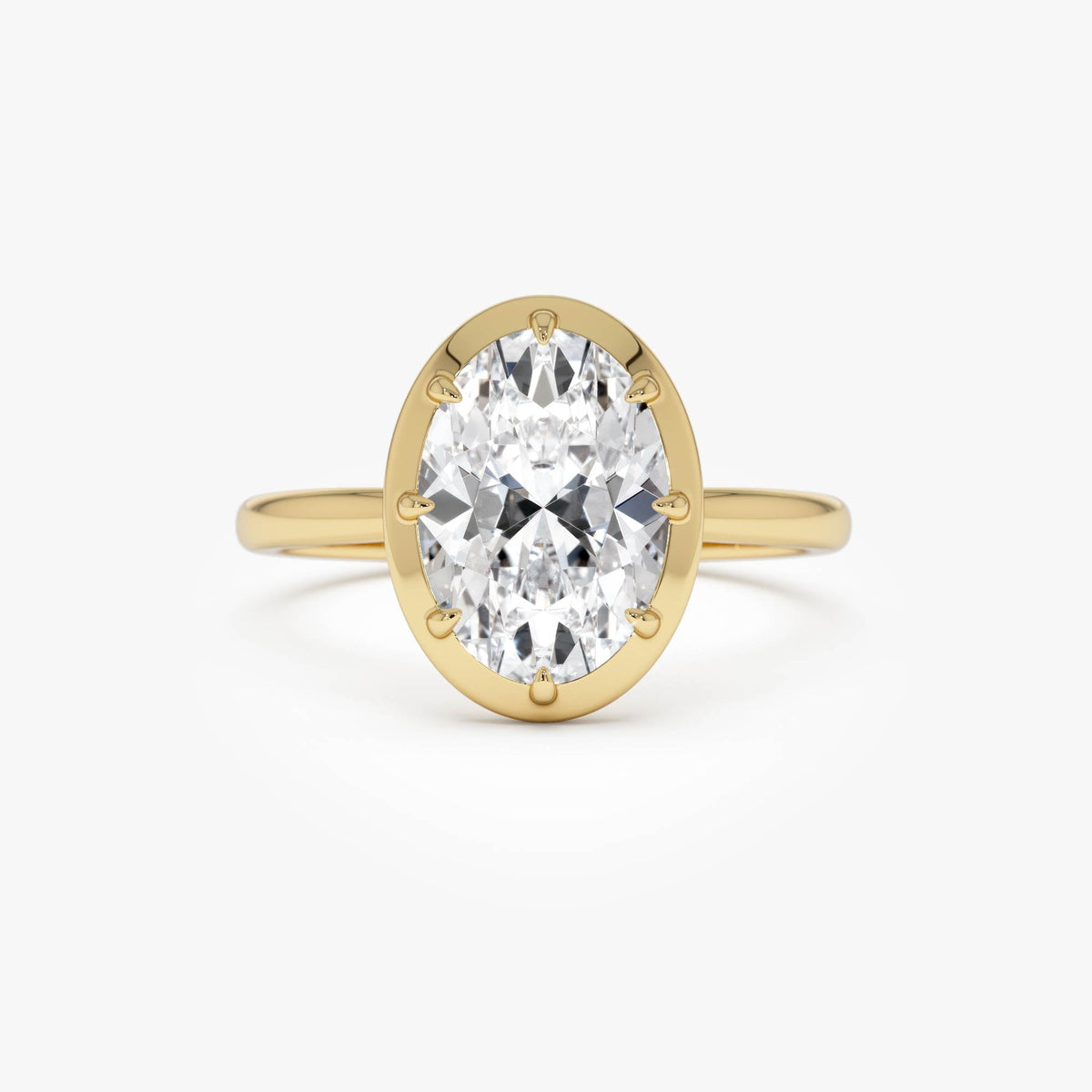 OBFJ0389 - 2.00 Ctw Oval Shape Lab Grown Diamond Claw Prong Engagement Ring - Leta ring in selectable metal and diamond options - Roselle Jewelry view 1