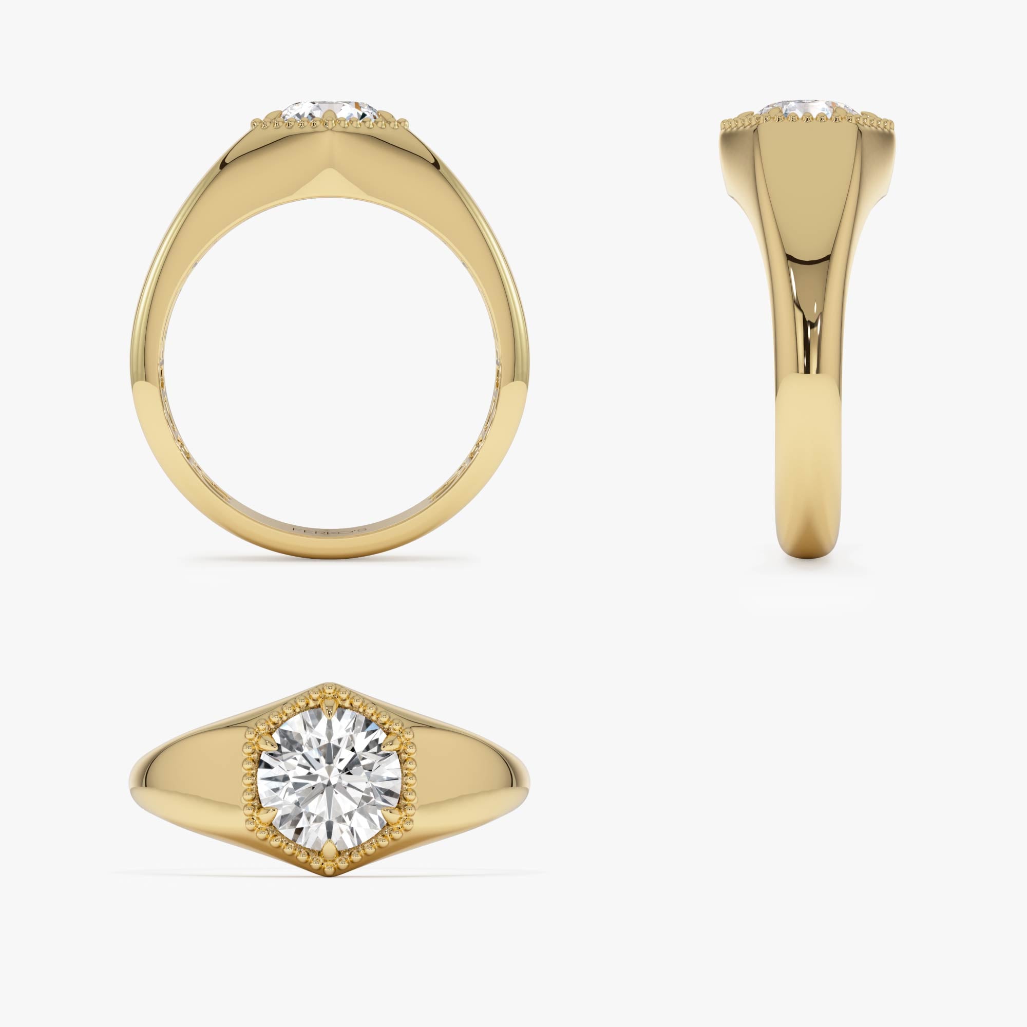 OBFJ0388 - 0.75 Ctw 14k Lab Grown Diamond Hexagon Signet Ring - Maia 11