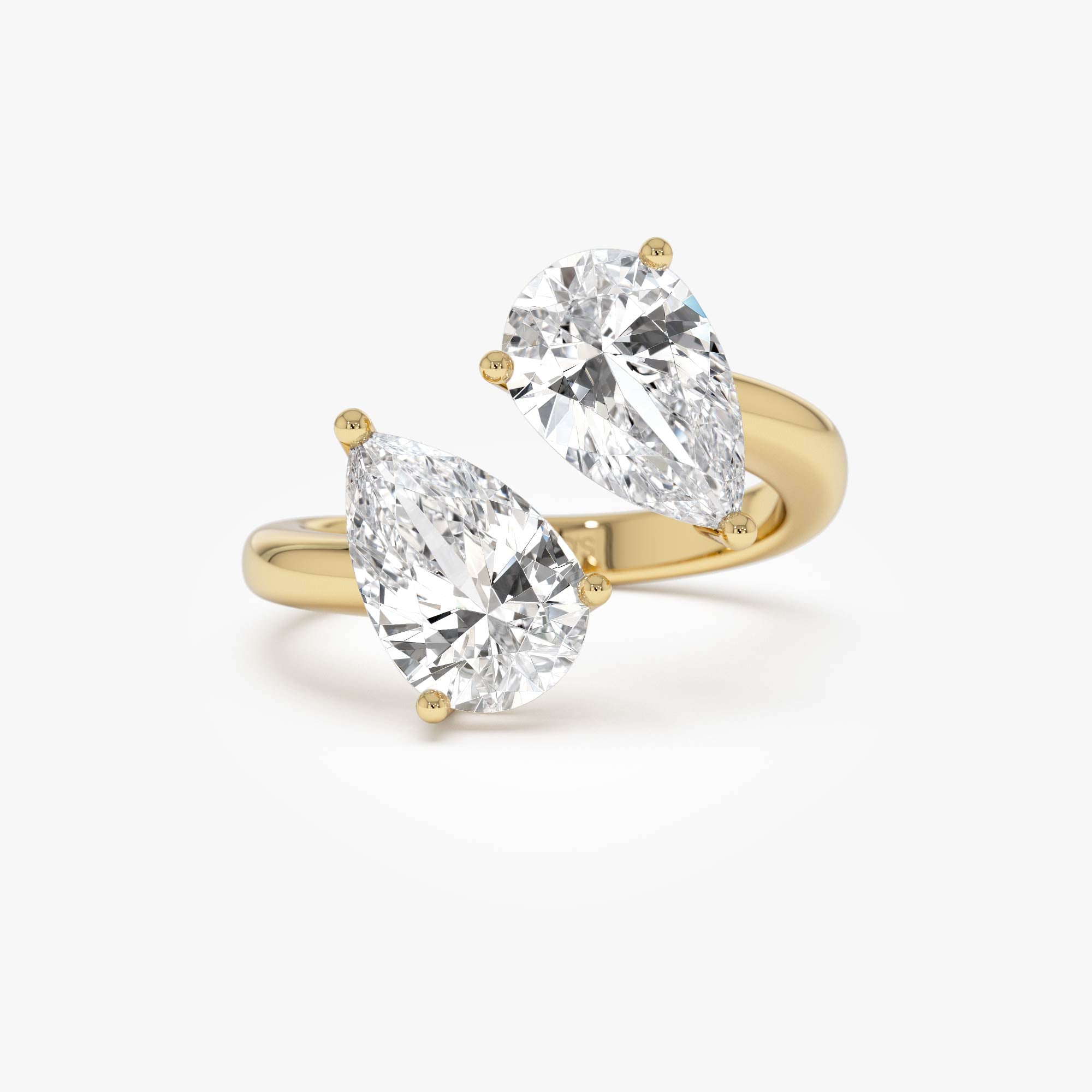 OBFJ0408 - 3.05ctw 14k Pear Shaped Lab Grown Diamond Toi et Moi Ring - Zora 1