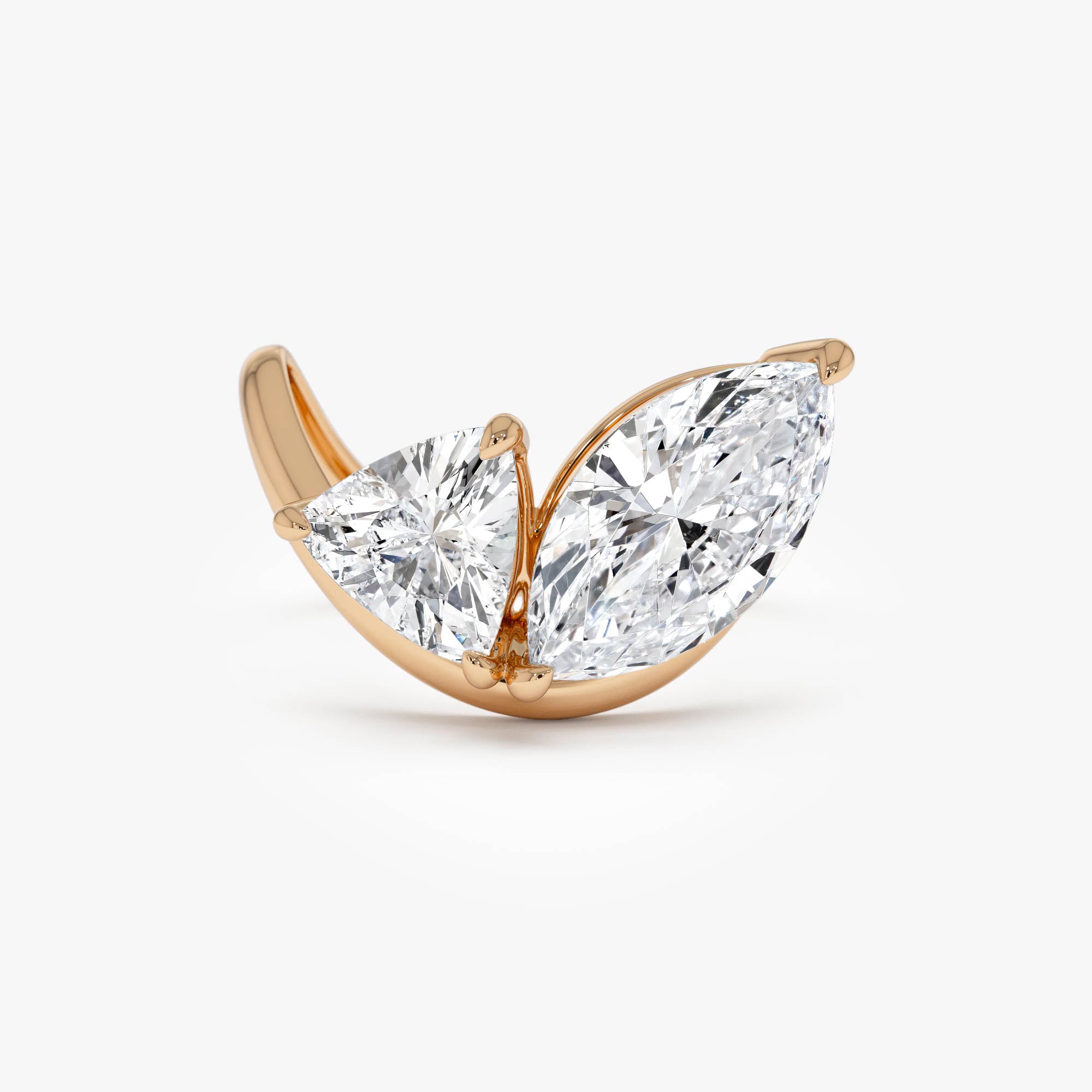 OBFJ0357 - 3.00ctw 14k Marquise & Trillion Lab Grown Diamond Statement Ring - Mica 2