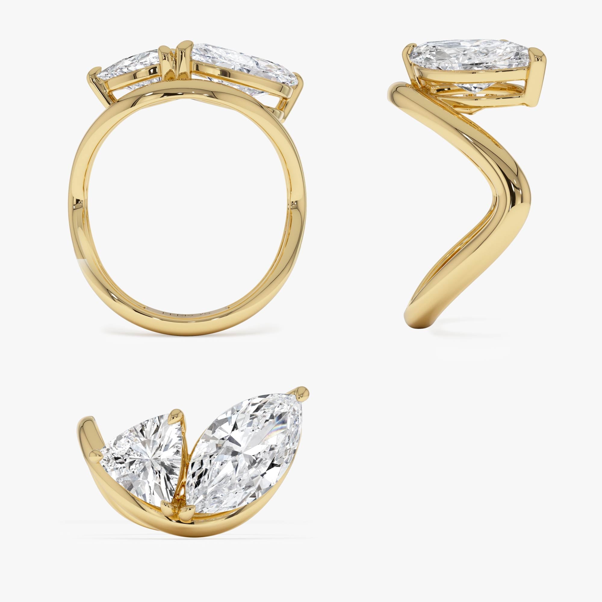 OBFJ0357 - 3.00ctw 14k Marquise & Trillion Lab Grown Diamond Statement Ring - Mica 5