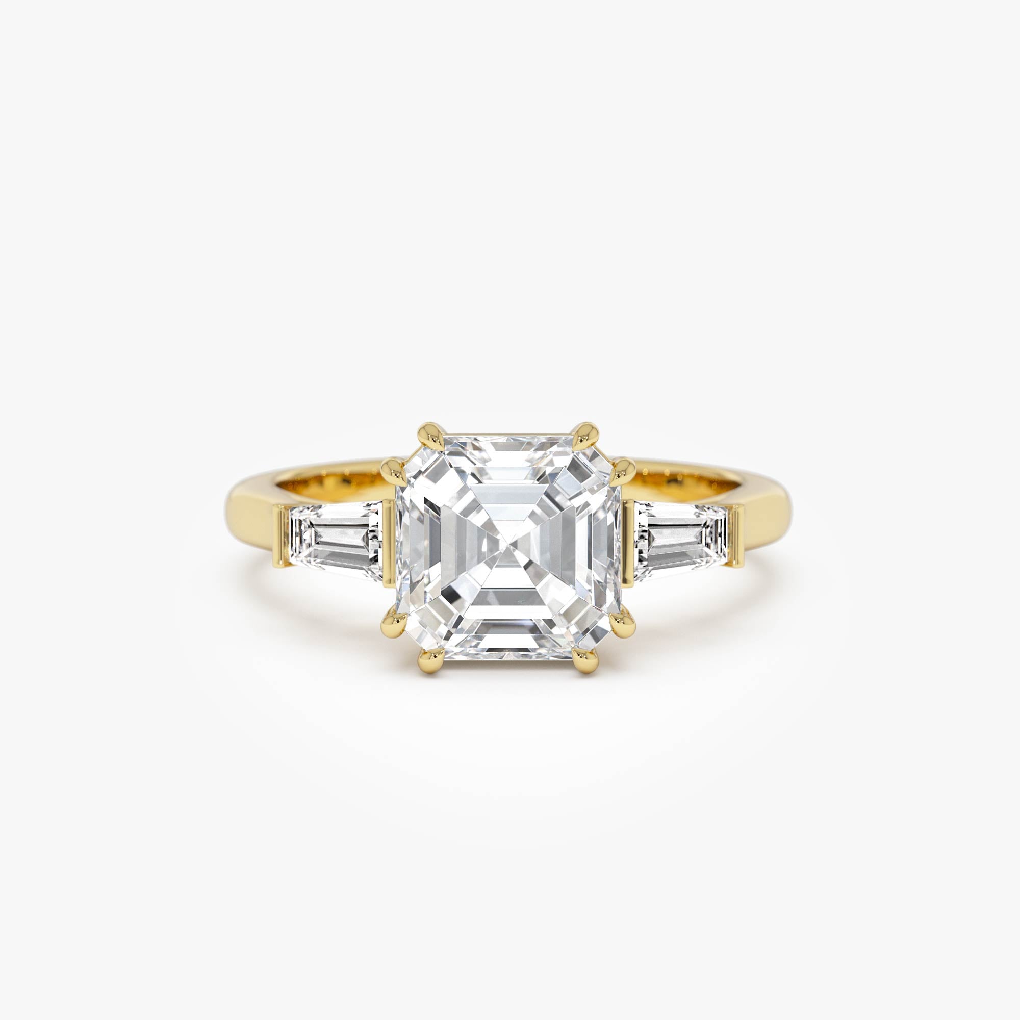 OBFJ0386 - 2.35 Ctw 14k lab Grown Asscher Cut Three Stone Enagement Ring - Nina 1
