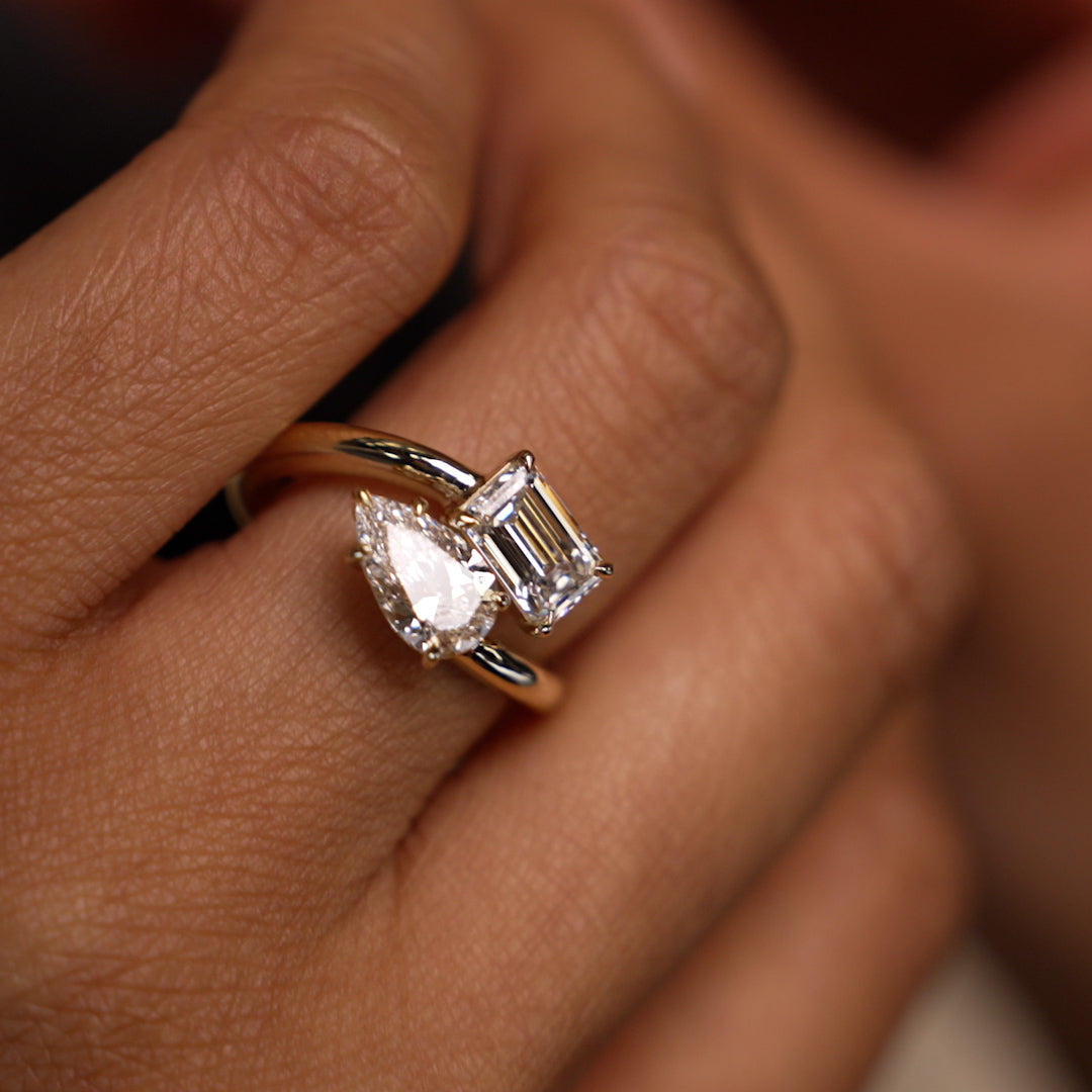 OBFJ0385 - 2.11 Ctw 14k Lab Grown Diamond Two Stone Toi et Moi Ring - Tina 2