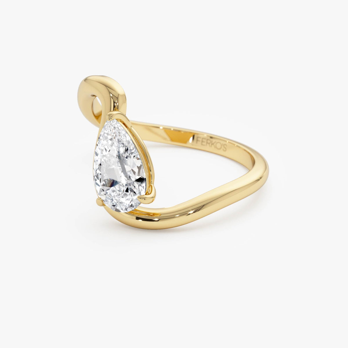 OBFJ0299 - 1 CTW Pear Shape Lab Grown Diamond Ring - Bona ring in selectable metal and diamond options - Roselle Jewelry view 7